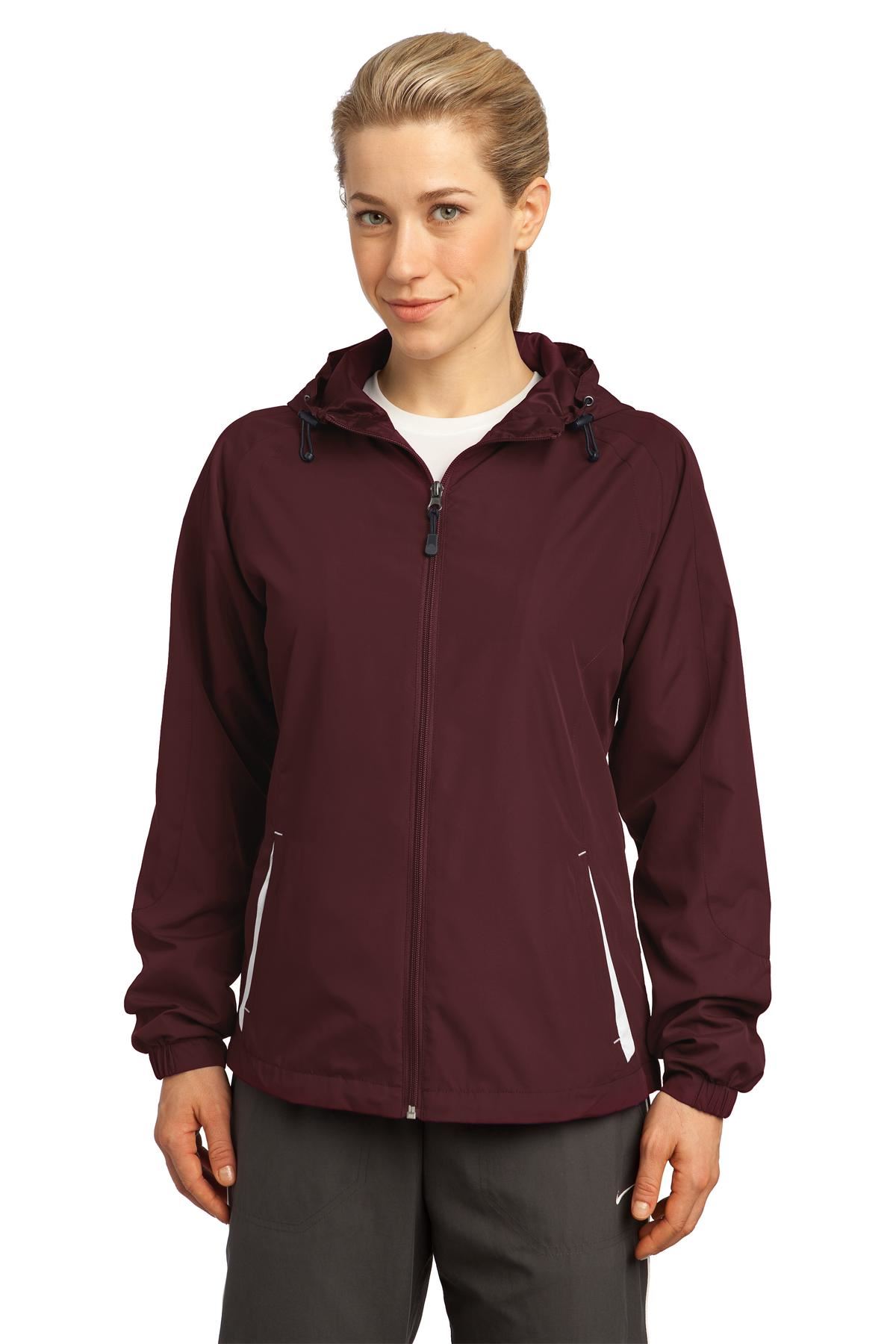 Sport-Tek Womens Colorblock Hooded Raglan Windbreaker Jacket M-LST76 - Picture 8 of 19