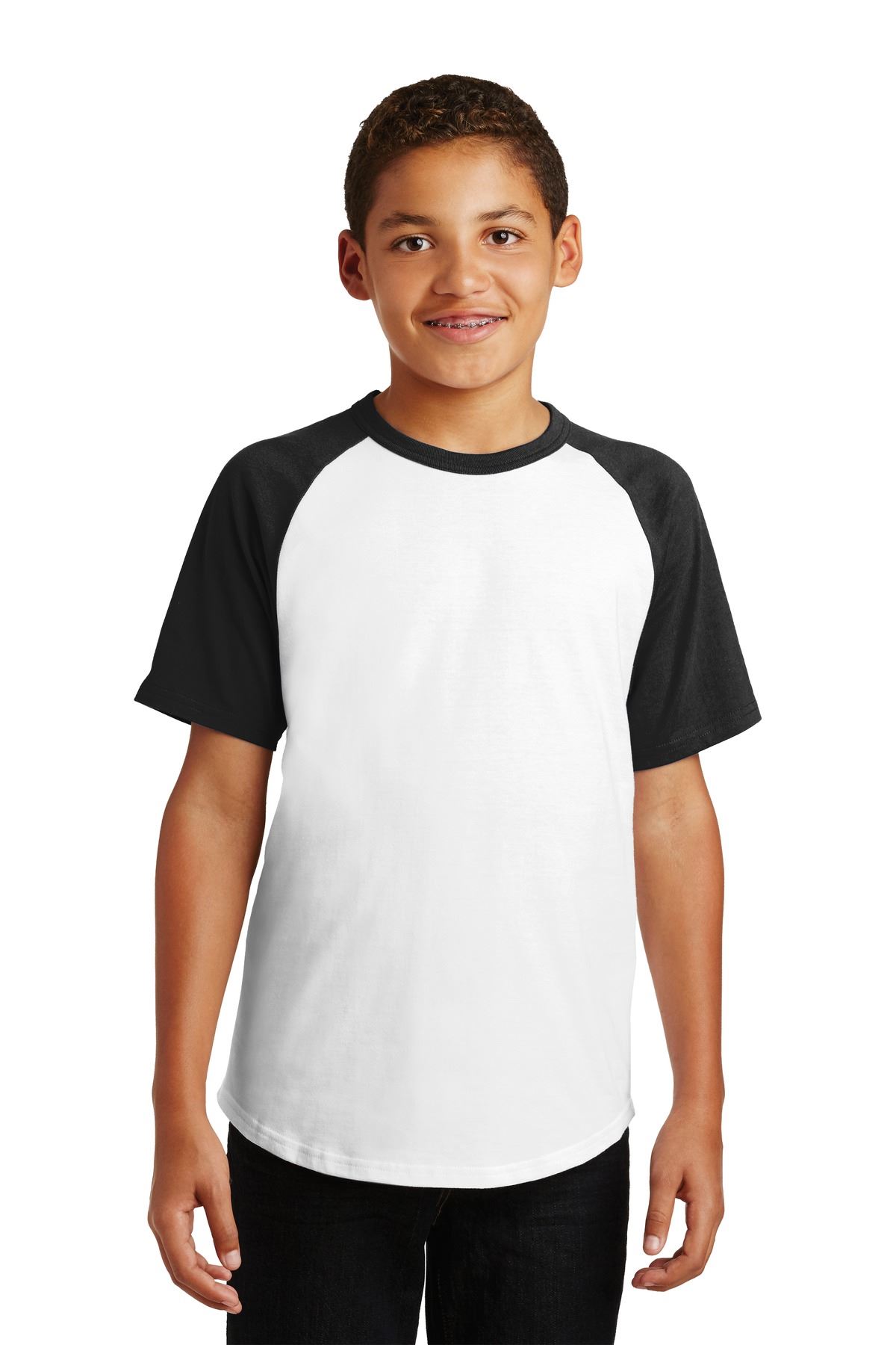 Sport-Tek Youth Short Sleeve Colorblock Raglan Rib Knit Neck T-Shirt YT201 - Picture 8 of 15