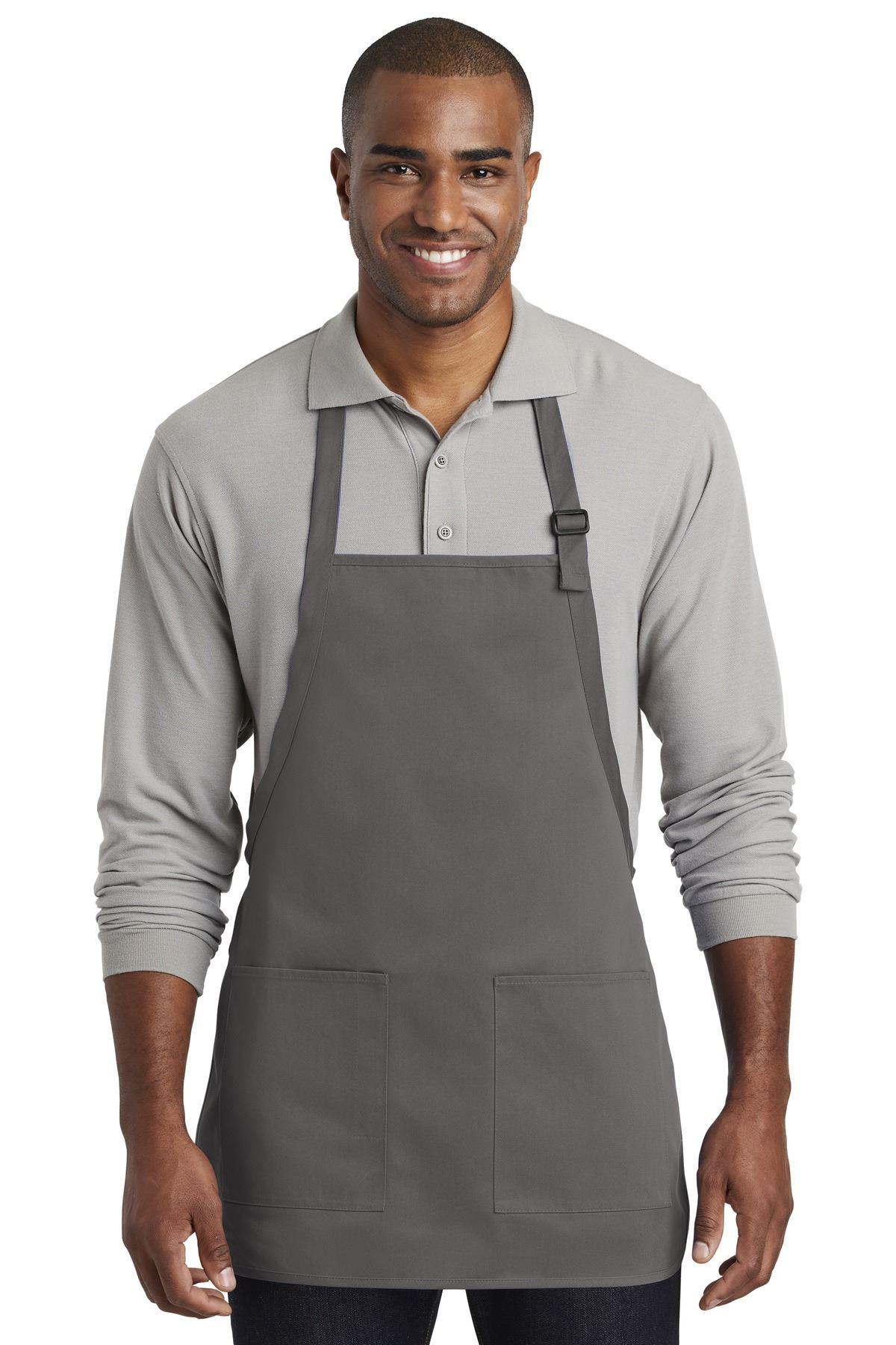 Port Authority Medium Length Apron Adjustable Neck Strap 2 Patch Pockets A601 - Picture 5 of 9