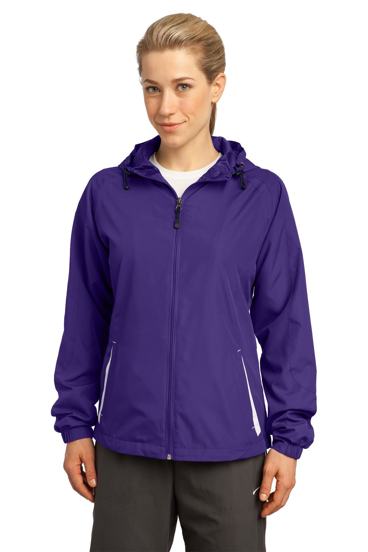 Sport-Tek Womens Colorblock Hooded Raglan Windbreaker Jacket M-LST76 - Picture 12 of 19