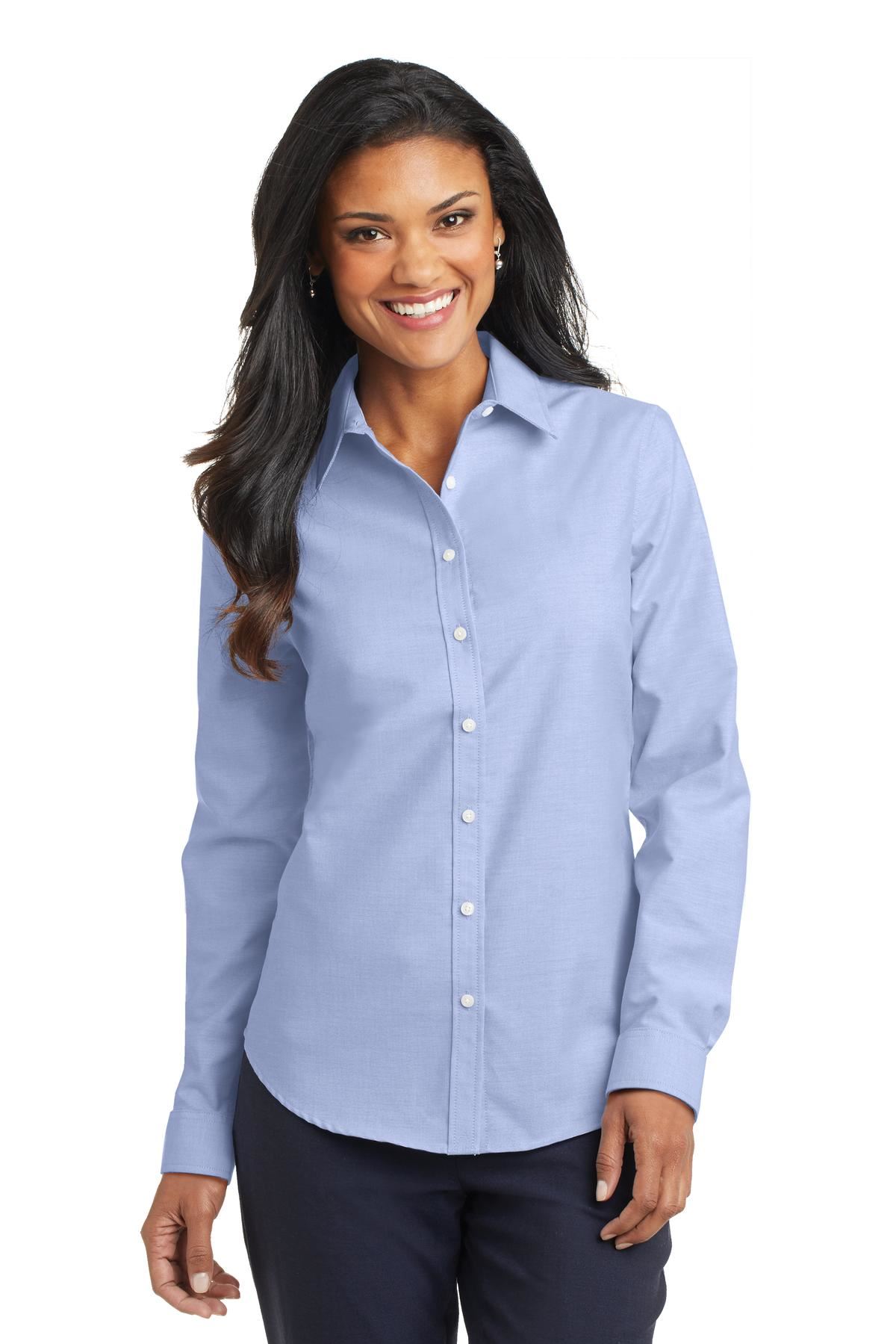 Port Authority Womens Long Sleeve SuperPro Oxford Dress Shirt L658 - Picture 10 of 15