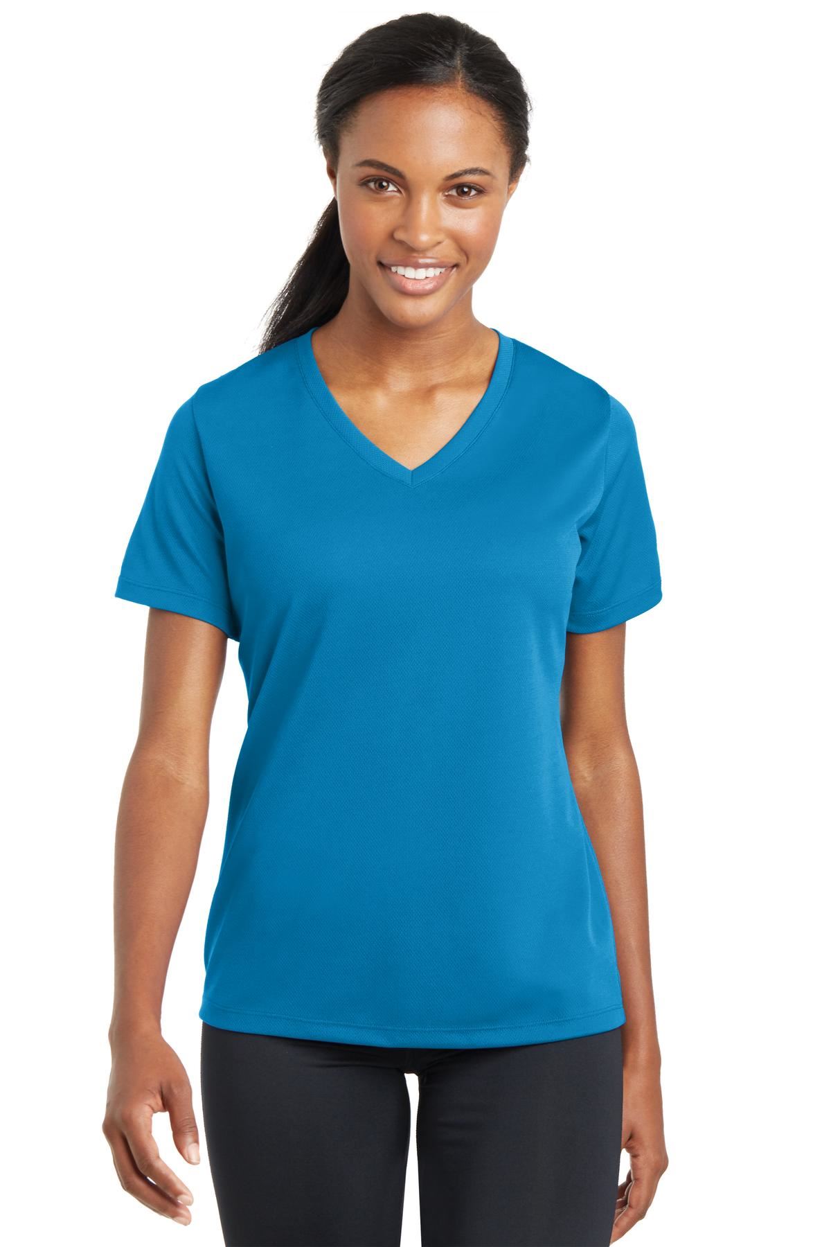 Sport-Tek Women's Dry-Fit V-Neck RacerMesh Moisture Wicking T-Shirt M-LST340 - Picture 25 of 38