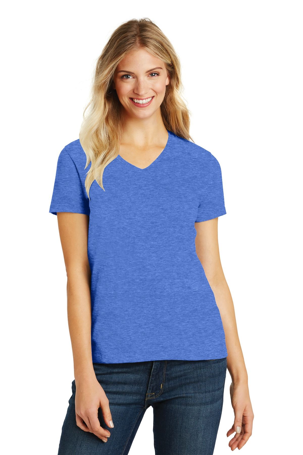 District Womens Short Sleeve Perfect Blend V Neck Stylish T-Shirt DM1190L - Picture 33 of 44
