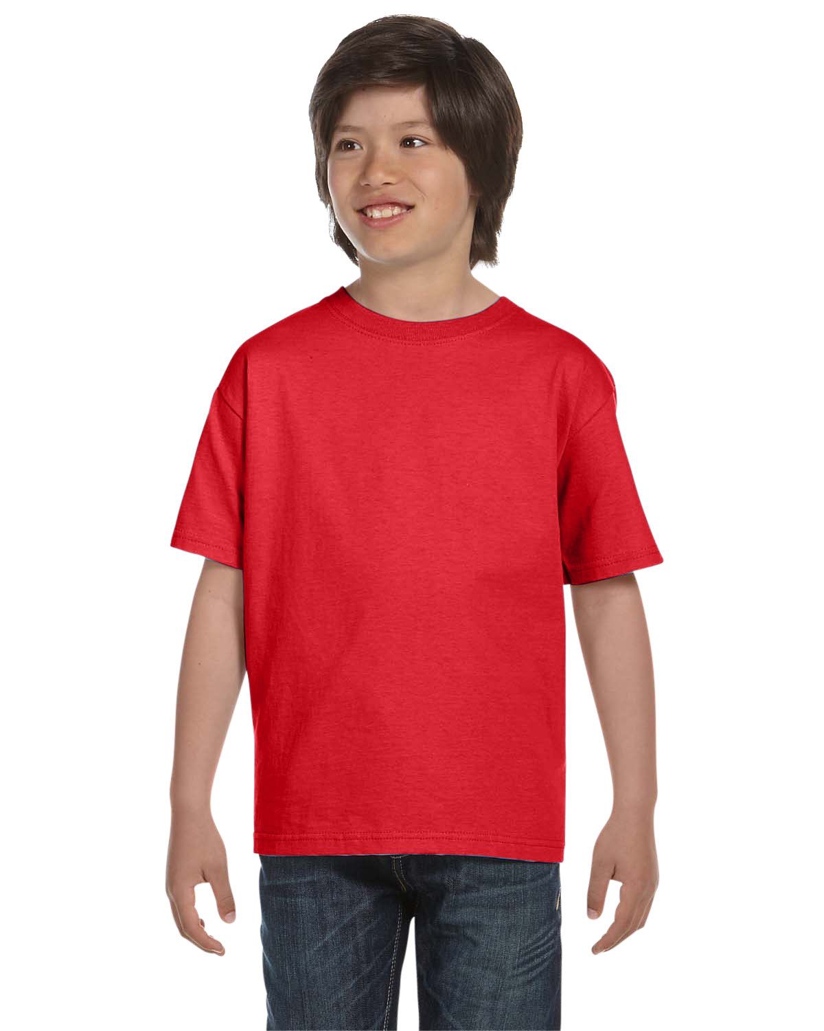 Hanes Youth 5.2 oz Short Sleeves ComfortSoft Cotton XS-XL T-Shirt 5480 - Picture 9 of 39