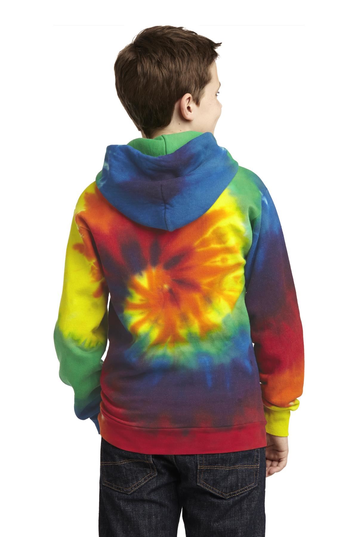 Port & Company Tie-Dye Youth Pullover Hooded Sweatshirt With Pockets M-PC146Y - Picture 17 of 21