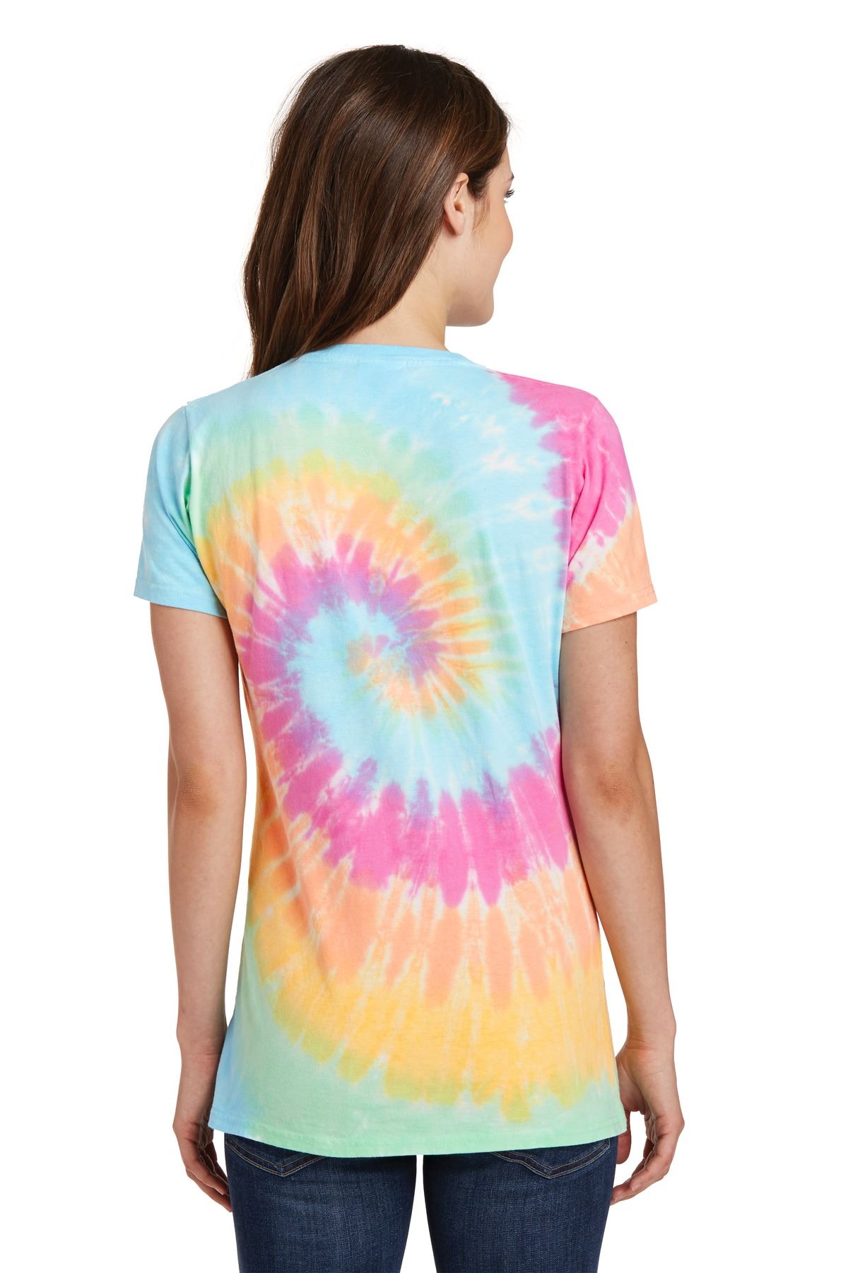 thumbnail image 2 of Port & Company Women's Tie-Dye V-Neck T-Shirt – 100% Cotton, Standard Fit, Short Sleeve – LPC147V 2 of 5