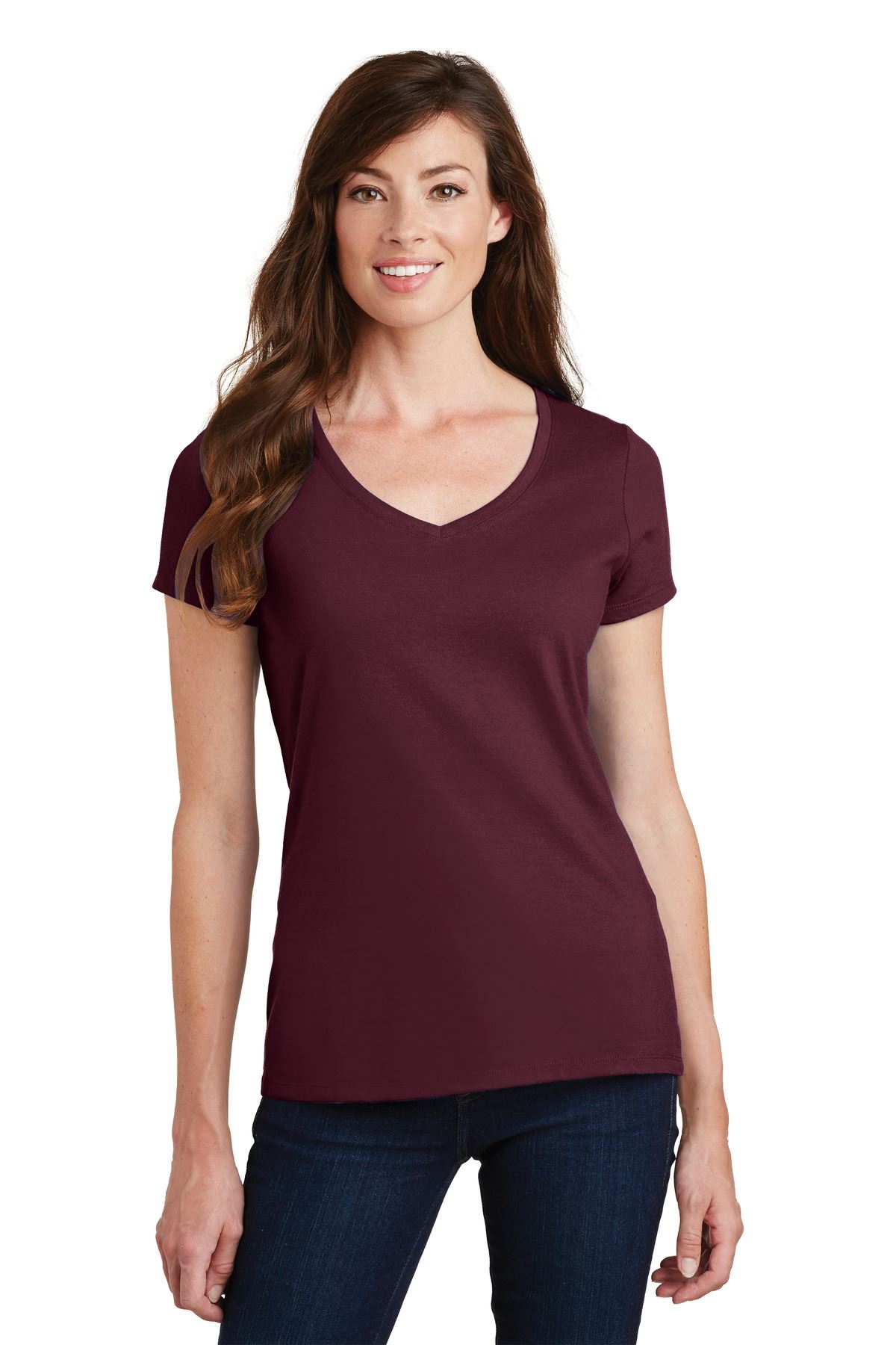 Port & Company Women's Short Sleeve V-Neck Fan Favorite T-Shirt LPC450V - Picture 8 of 43