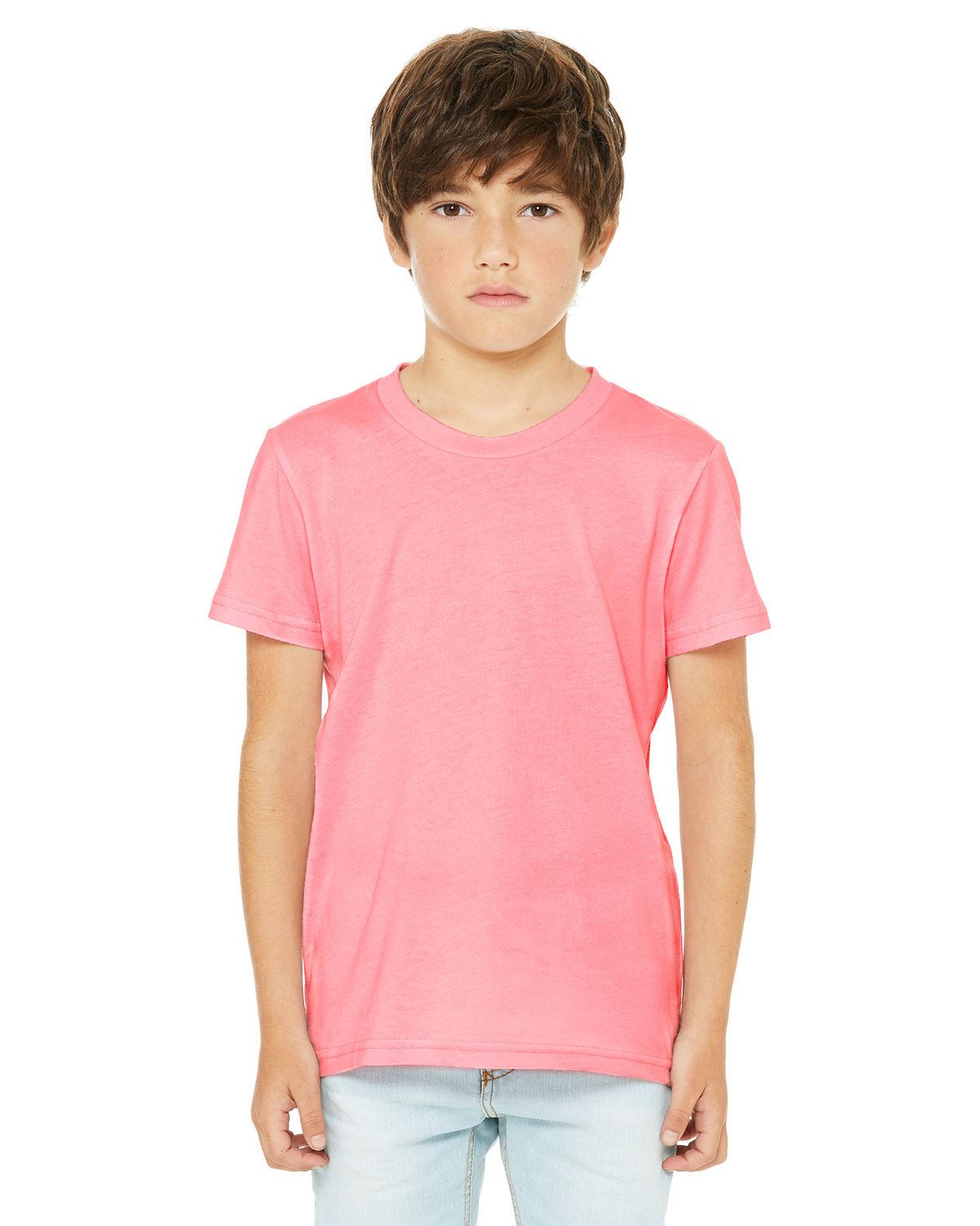 Bella + Canvas Youth Short Sleeve Basic Plain CVC Jersey T-Shirt 3001YCV - Picture 34 of 37