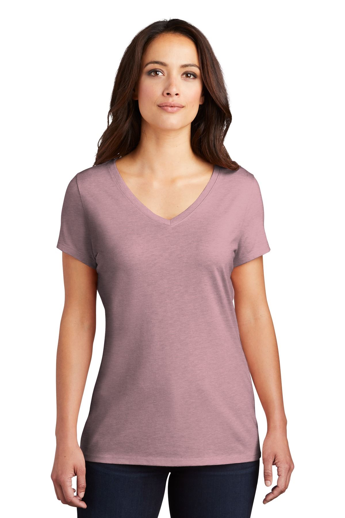 District Women's Short Sleeve Lightweight Perfect Tri V-Neck T-Shirt DM1350L