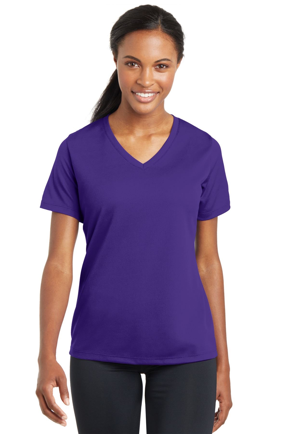 Sport-Tek Women's Dry-Fit V-Neck RacerMesh Moisture Wicking T-Shirt M-LST340 - Picture 27 of 38