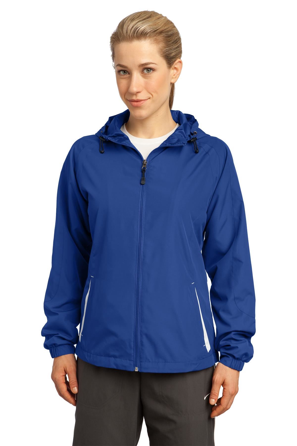 Sport-Tek Womens Colorblock Hooded Raglan Windbreaker Jacket M-LST76 - Picture 18 of 19