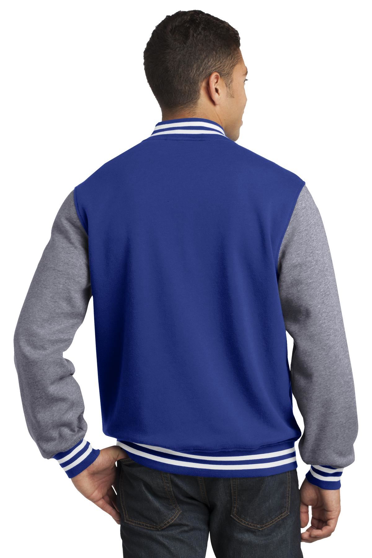 Sport-Tek Mens Fleece Front Slash Pockets Baseball Letterman Jacket ST270 - Picture 11 of 11