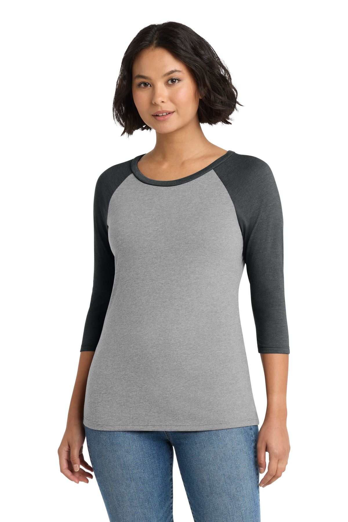 District Women’s Perfect Tri 3/4-Sleeve Raglan. DM136L