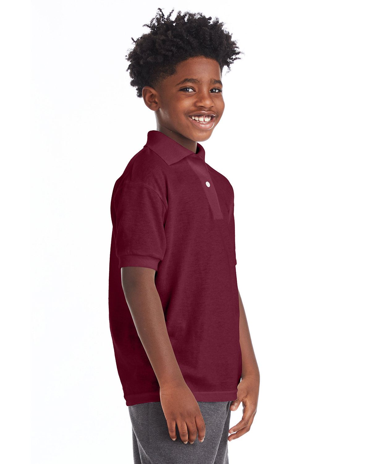 Hanes Youth Polo Shirt 50/50 EcoSmart Jersey Knit Welt Collar 054Y - Picture 20 of 26