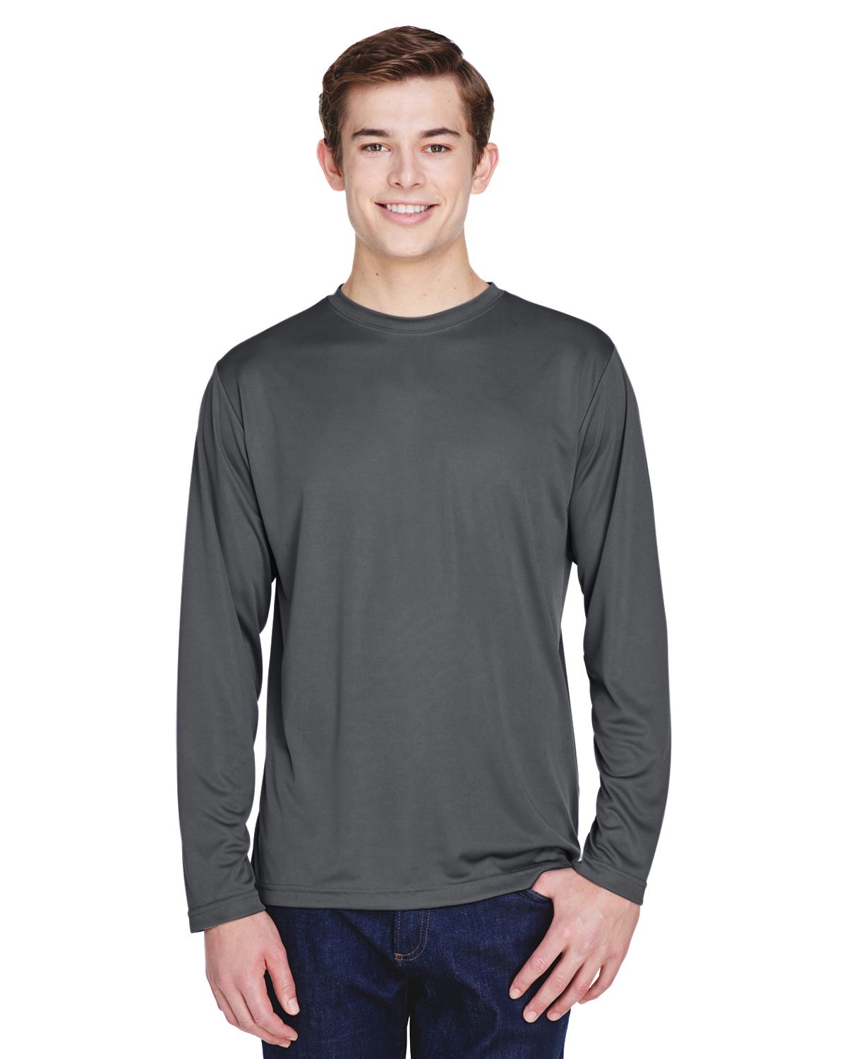 Team 365 Mens Long Sleeve T-Shirt Dri-Fit Performance Workout UV Protect TT11L - Picture 18 of 41