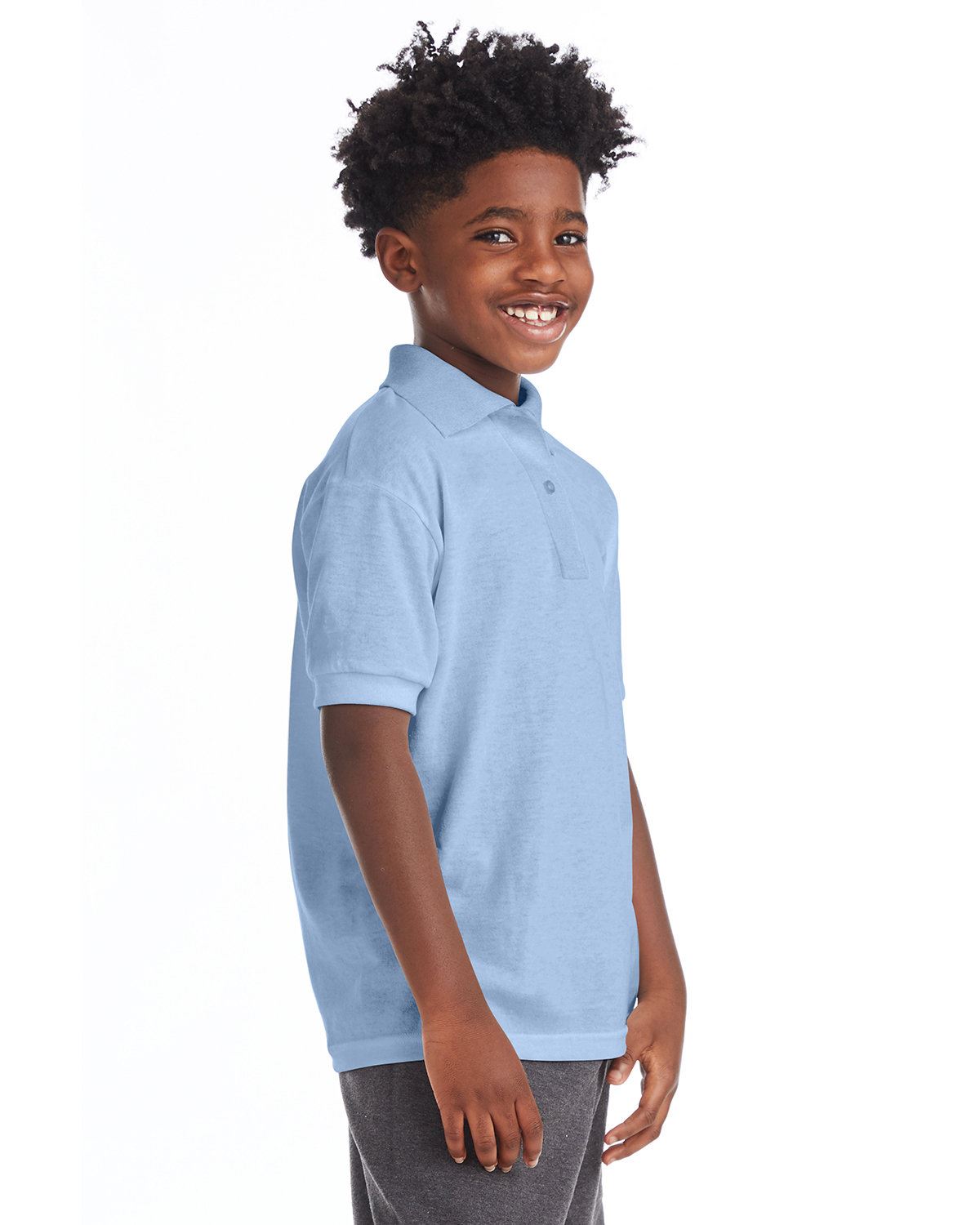 Hanes Youth Polo Shirt 50/50 EcoSmart Jersey Knit Welt Collar 054Y - Picture 17 of 26