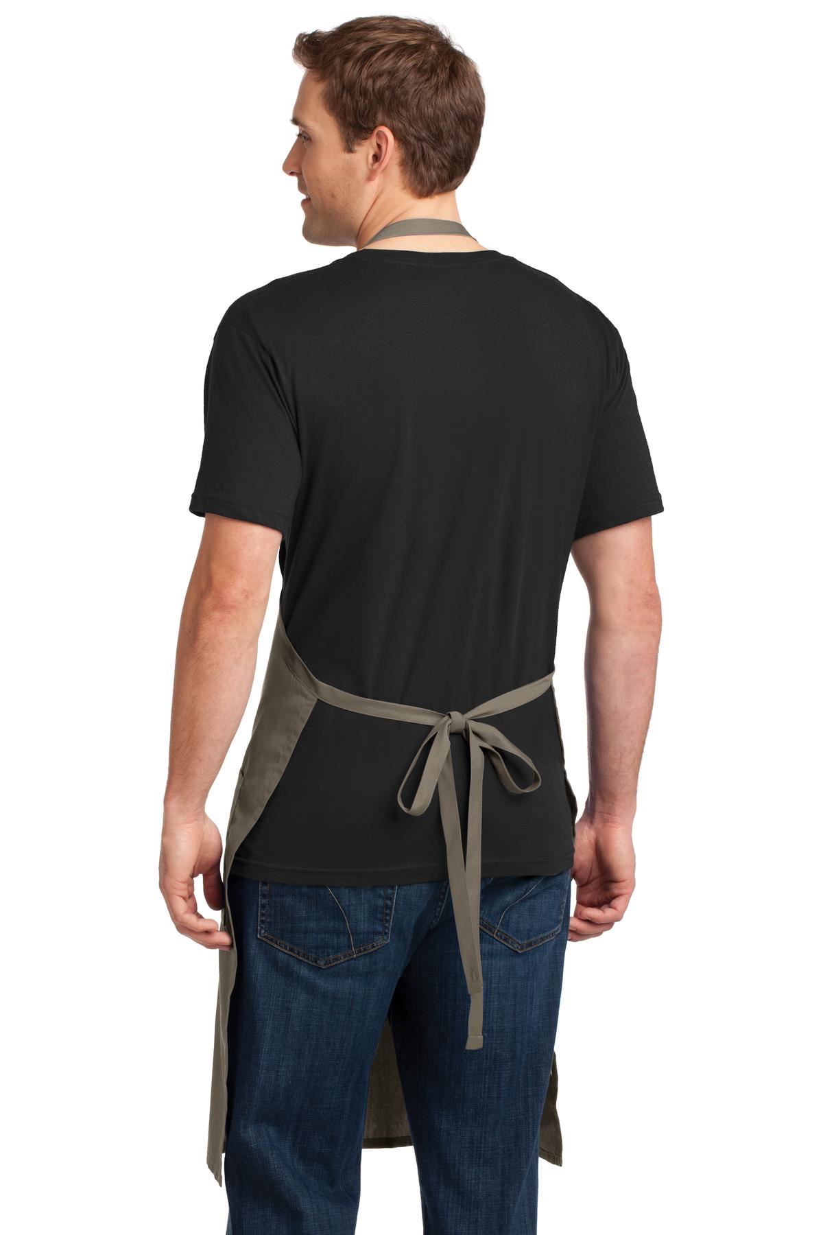 Port Authority Extra Long Bib Apron 3 Front Pockets Stain Release M-A700 - Picture 7 of 15