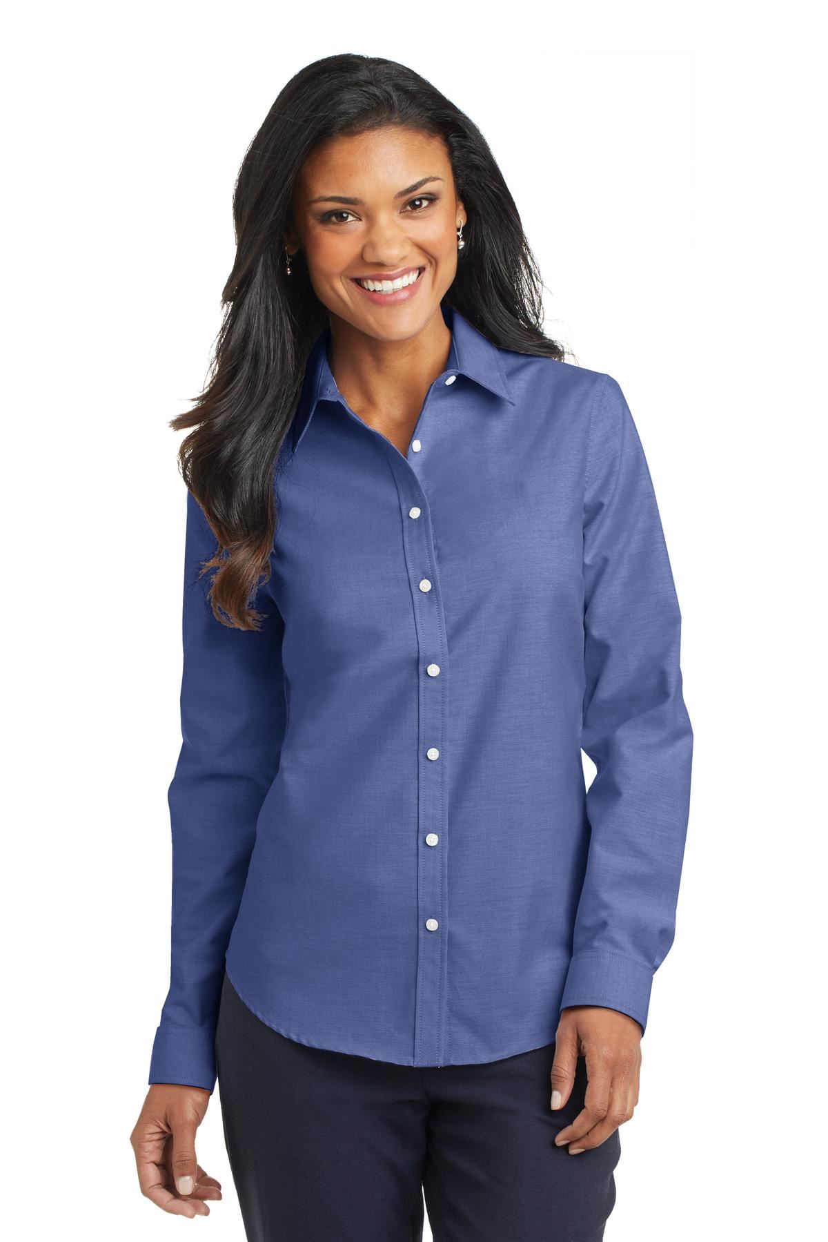 Port Authority Womens Long Sleeve SuperPro Oxford Dress Shirt L658 - Picture 8 of 15