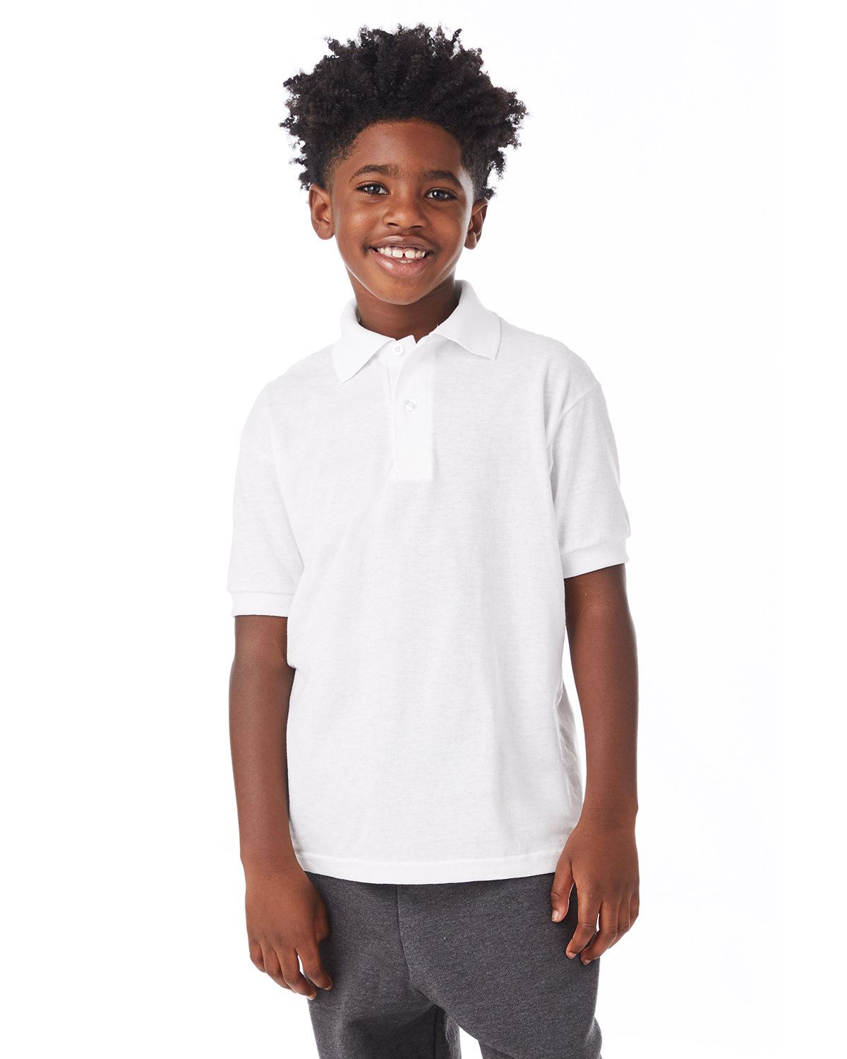 Hanes Youth Polo Shirt 50/50 EcoSmart Jersey Knit Welt Collar 054Y - Picture 24 of 26