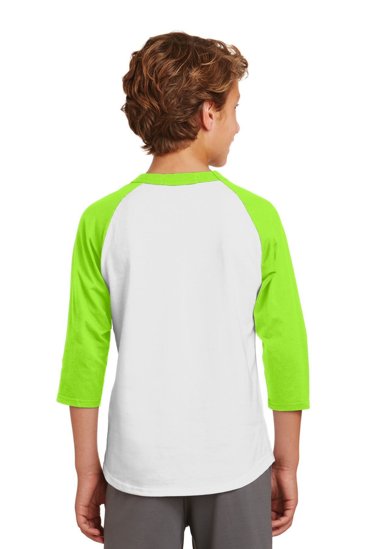 Sport-Tek Youth 100% Cotton Raglan 3/4 Sleeve Colorblock Baseball T-Shirt YT200 - Picture 18 of 23
