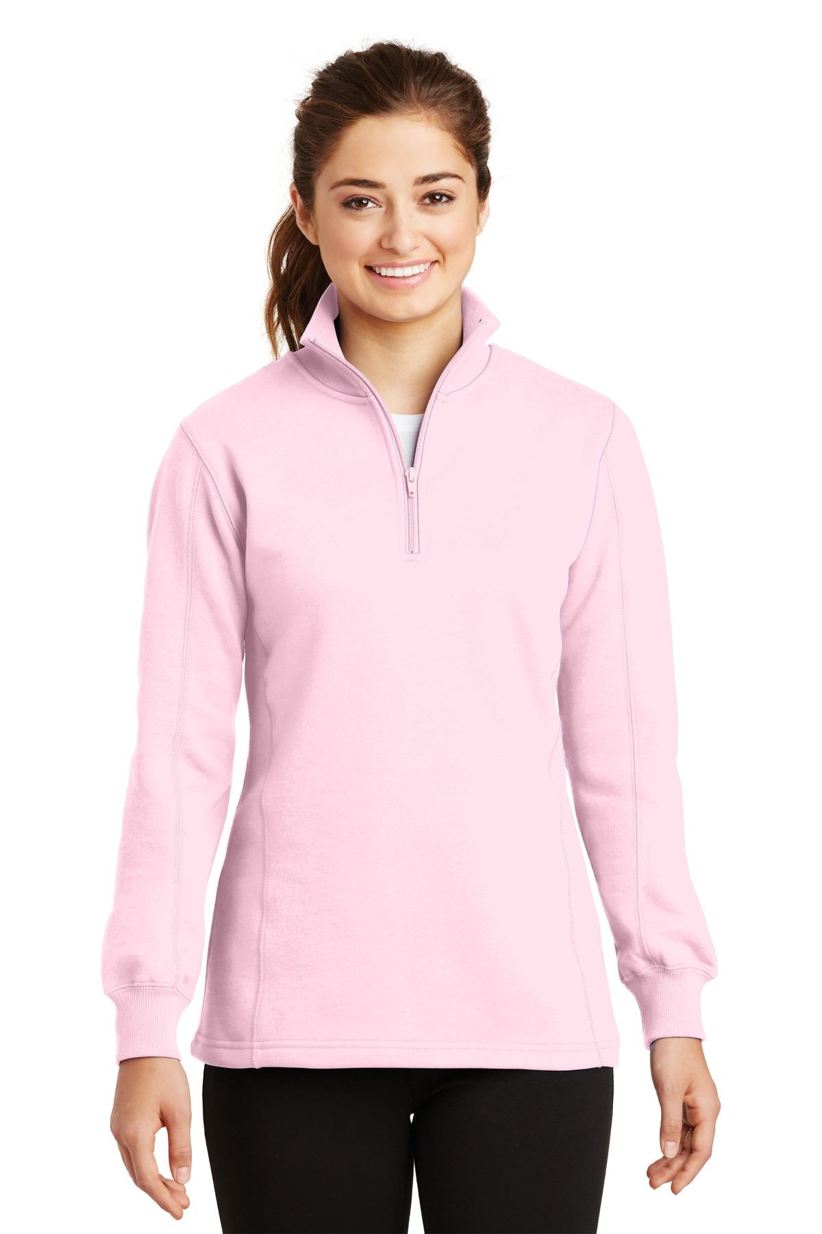 Sport-Tek Womens 1/4-Zip Sweatshirt Twill Taped Neck Rib Knit Cuffs LST253 - Picture 10 of 23