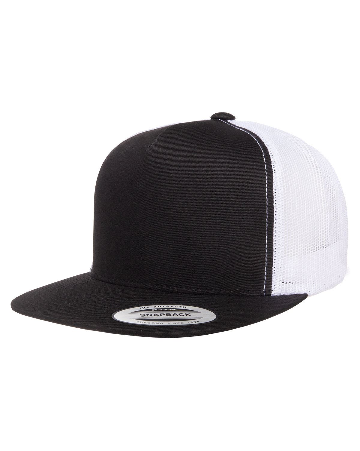 YP Classics Yupoong Flat Bill Trucker Cap Structured Meshback Snapback Hat 6006 - Picture 4 of 21
