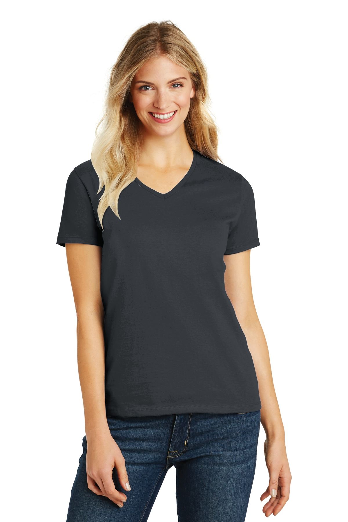 District Womens Short Sleeve Perfect Blend V Neck Stylish T-Shirt DM1190L - Picture 7 of 44