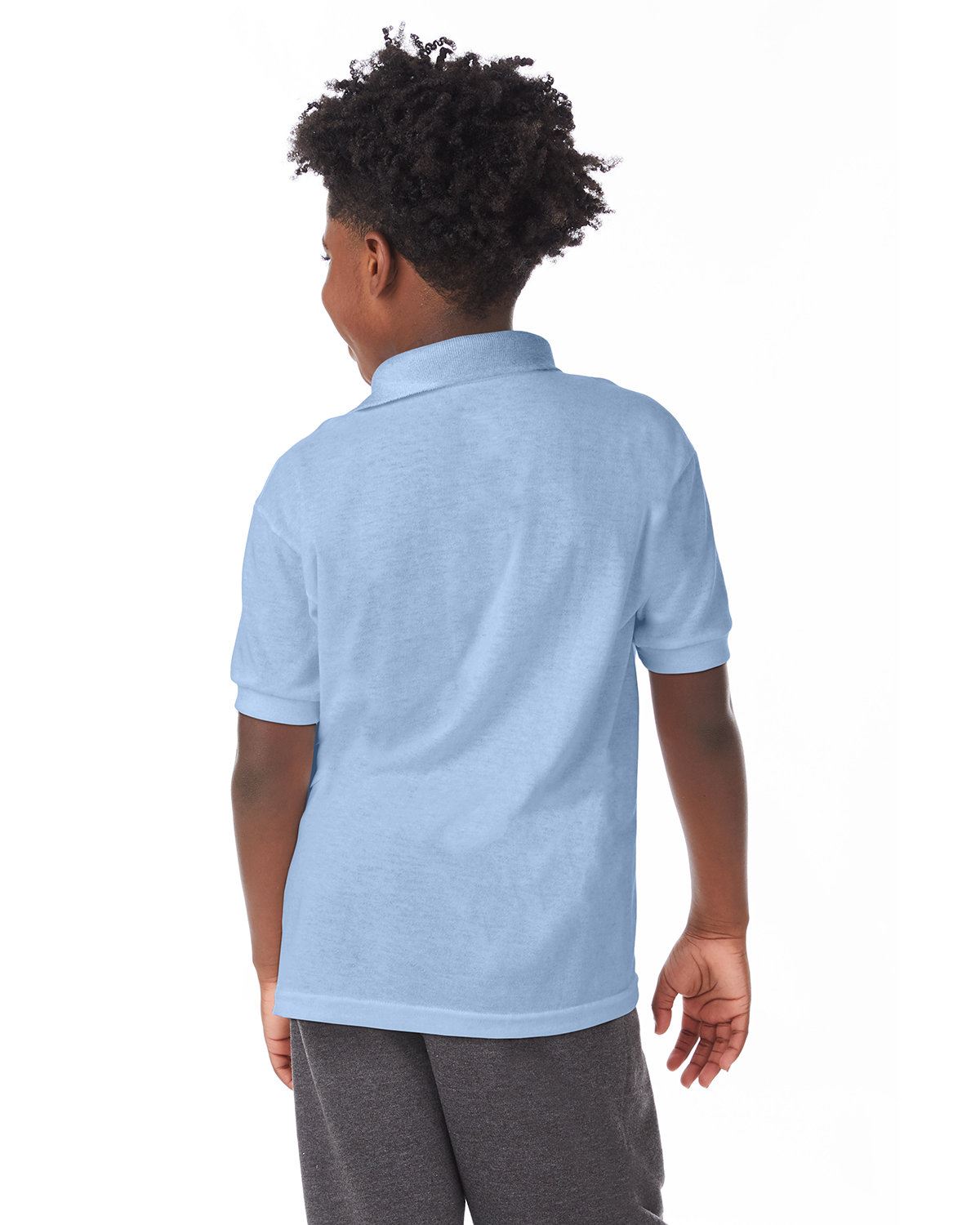 Hanes Youth Polo Shirt 50/50 EcoSmart Jersey Knit Welt Collar 054Y - Picture 16 of 26