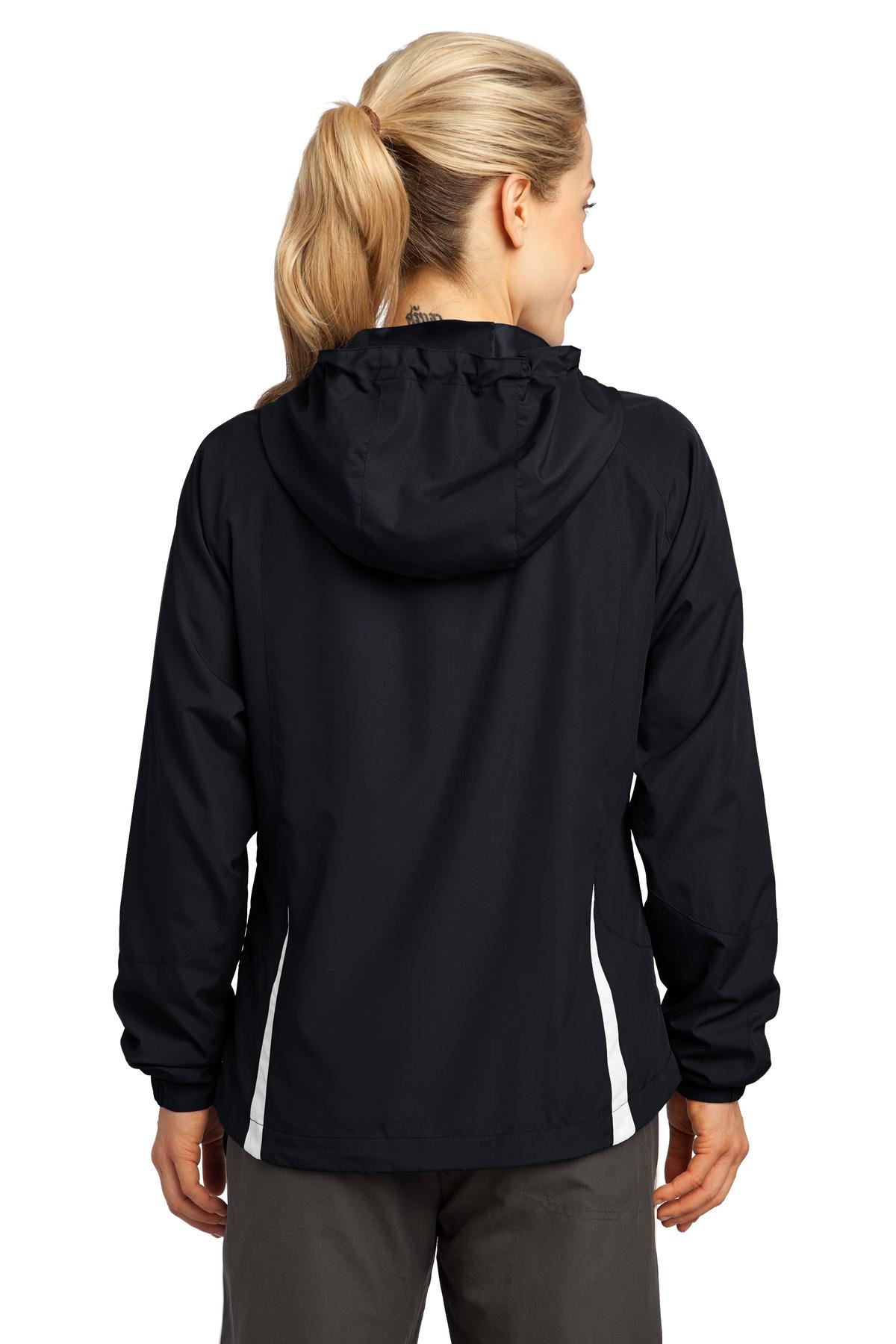 Sport-Tek Womens Colorblock Hooded Raglan Windbreaker Jacket M-LST76 - Picture 5 of 19