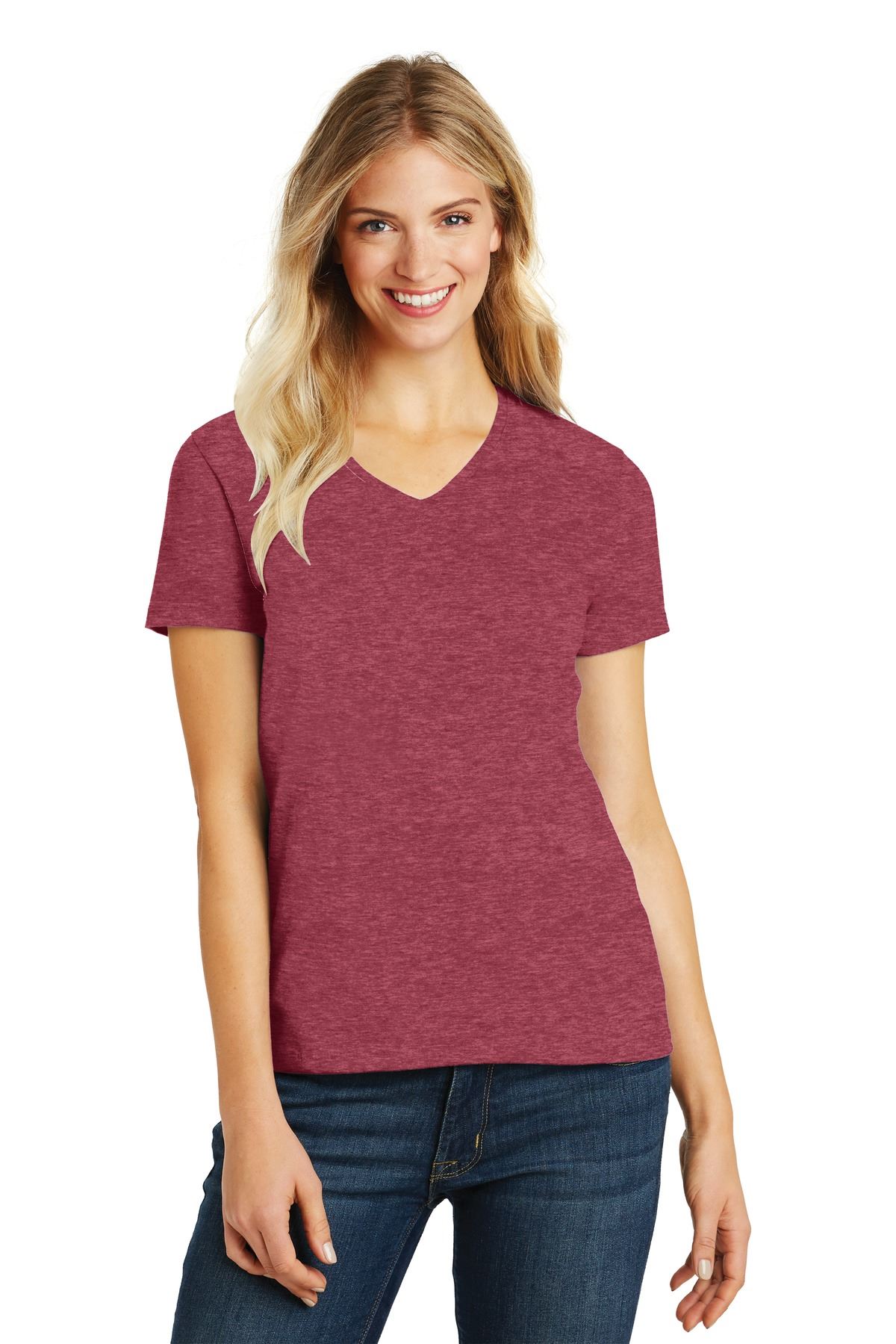 District Womens Short Sleeve Perfect Blend V Neck Stylish T-Shirt DM1190L - Picture 31 of 44
