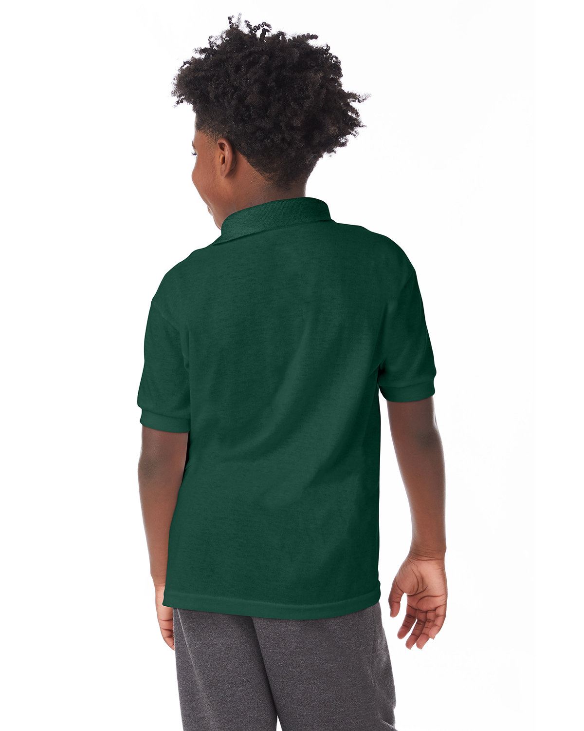 Hanes Youth Polo Shirt 50/50 EcoSmart Jersey Knit Welt Collar 054Y - Picture 7 of 26