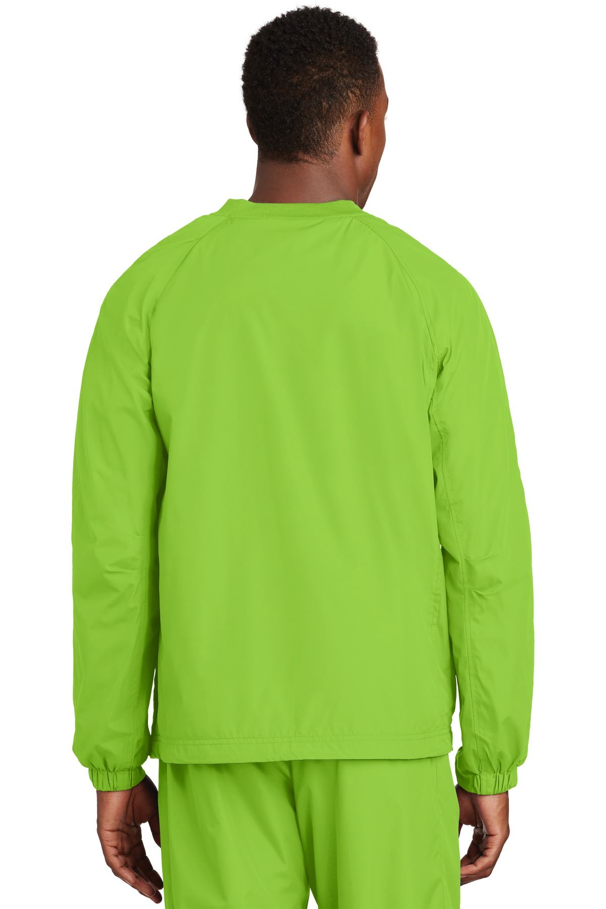 Sport-Tek Men's Polyester Side Pocket Rib Knit V Neck Raglan Wind Shirt. JST72 - Picture 13 of 21