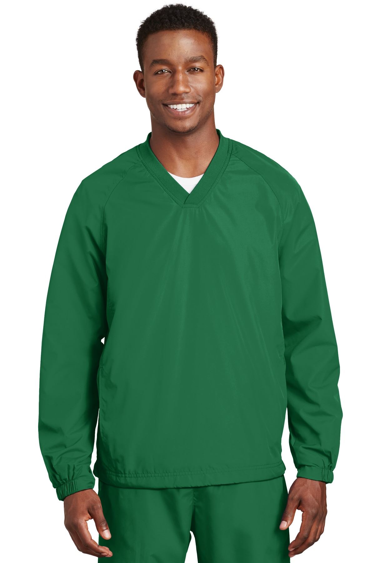 Sport-Tek Men's Polyester Side Pocket Rib Knit V Neck Raglan Wind Shirt. JST72 - Picture 10 of 21