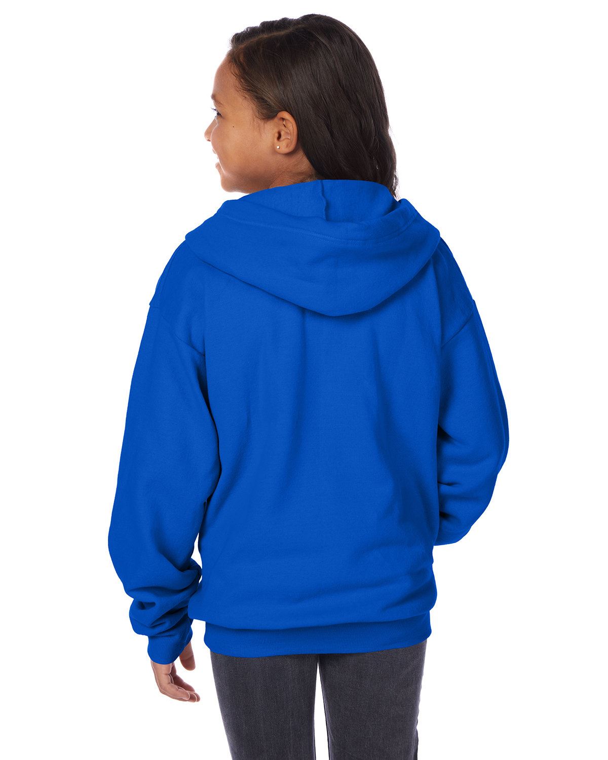 Hanes Youth 7.8 oz Long Sleeve EcoSmart 50/50 Full-Zip Hooded Sweatshirt P480 - Picture 10 of 17