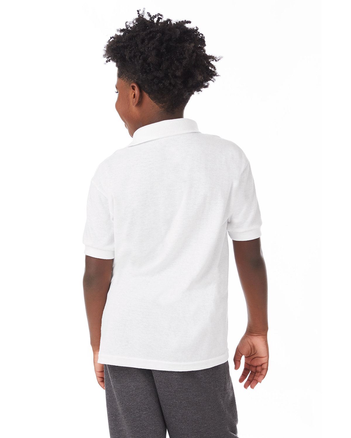 Hanes Youth Polo Shirt 50/50 EcoSmart Jersey Knit Welt Collar 054Y - Picture 25 of 26