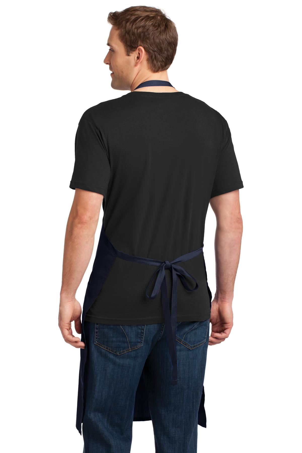 Port Authority Extra Long Bib Apron 3 Front Pockets Stain Release M-A700 - Picture 9 of 15