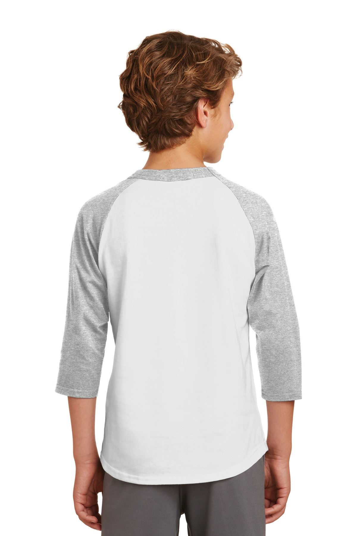 Sport-Tek Youth 100% Cotton Raglan 3/4 Sleeve Colorblock Baseball T-Shirt YT200 - Picture 16 of 23