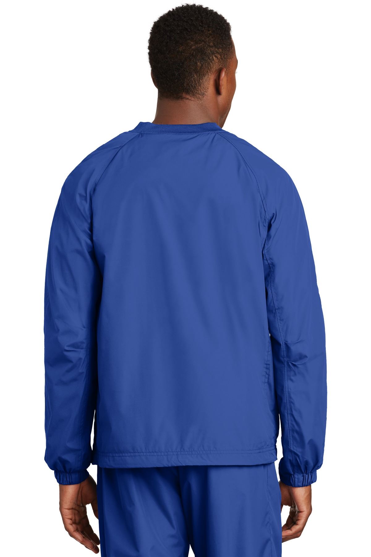 Sport-Tek Men's Polyester Side Pocket Rib Knit V Neck Raglan Wind Shirt. JST72 - Picture 21 of 21