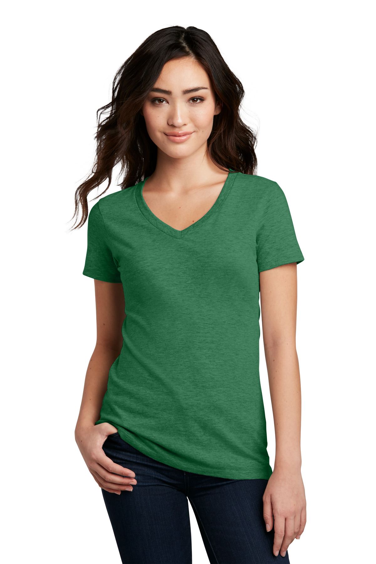 District Womens Short Sleeve Perfect Blend V Neck Stylish T-Shirt DM1190L - Picture 19 of 44