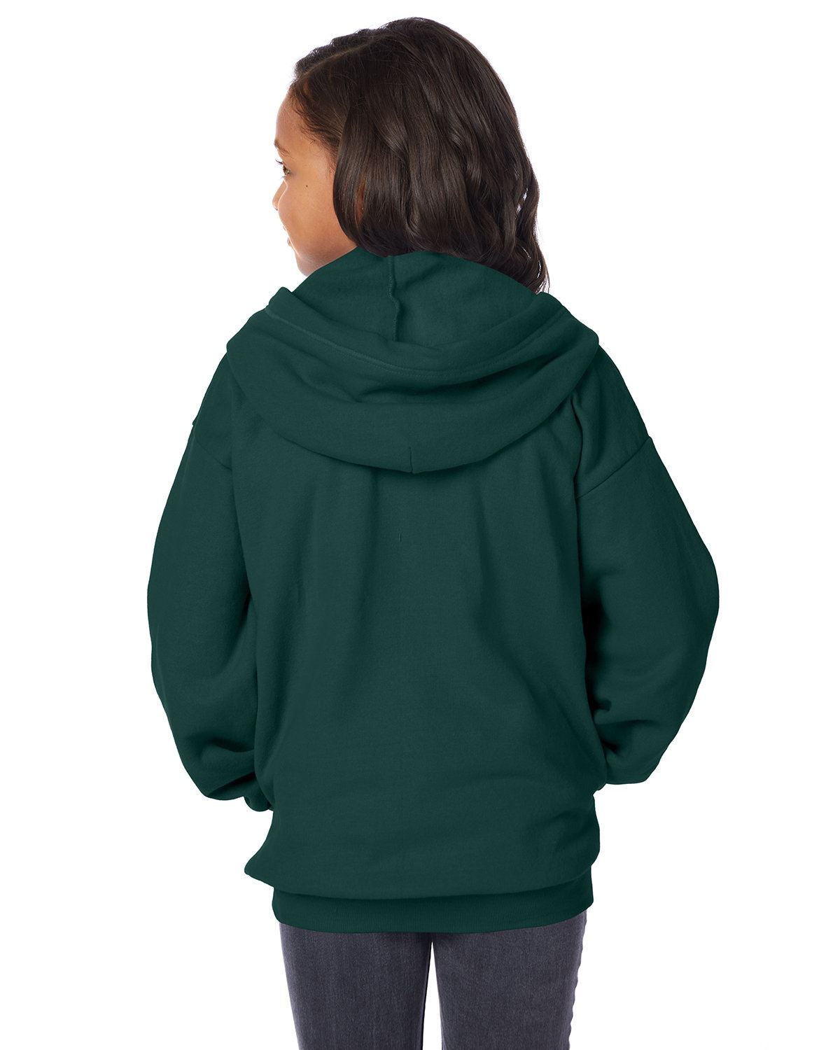 Hanes Youth 7.8 oz Long Sleeve EcoSmart 50/50 Full-Zip Hooded Sweatshirt P480 - Picture 7 of 17