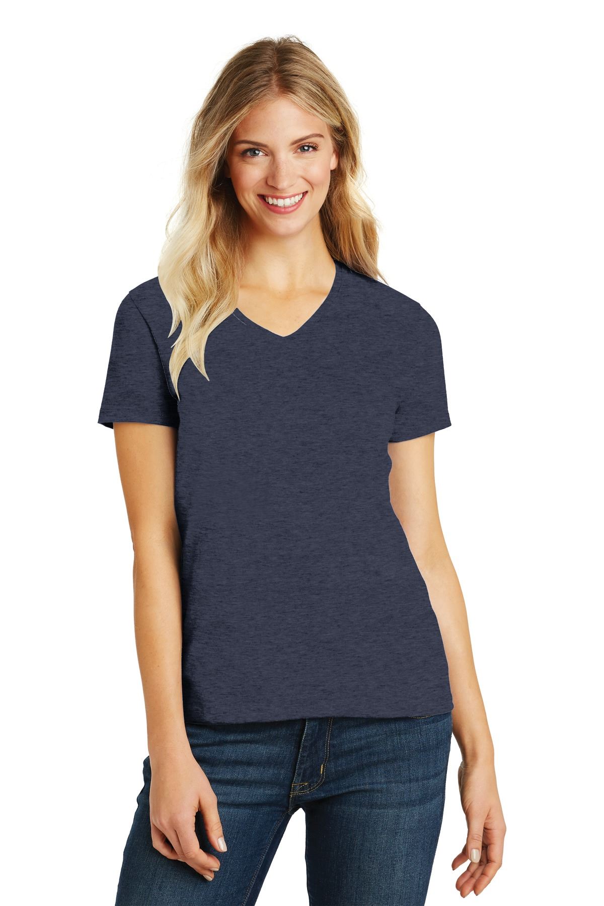 District Womens Short Sleeve Perfect Blend V Neck Stylish T-Shirt DM1190L - Picture 23 of 44
