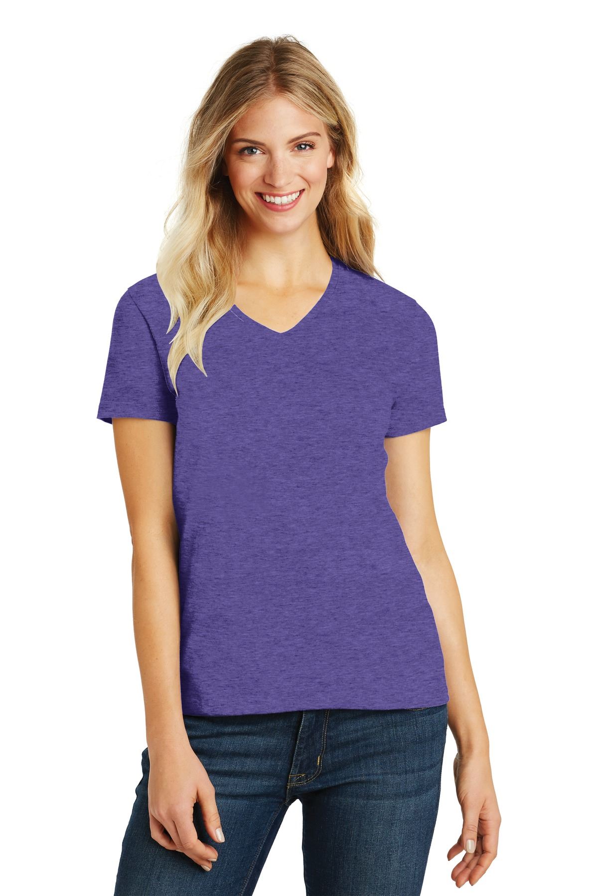 District Womens Short Sleeve Perfect Blend V Neck Stylish T-Shirt DM1190L - Picture 29 of 44