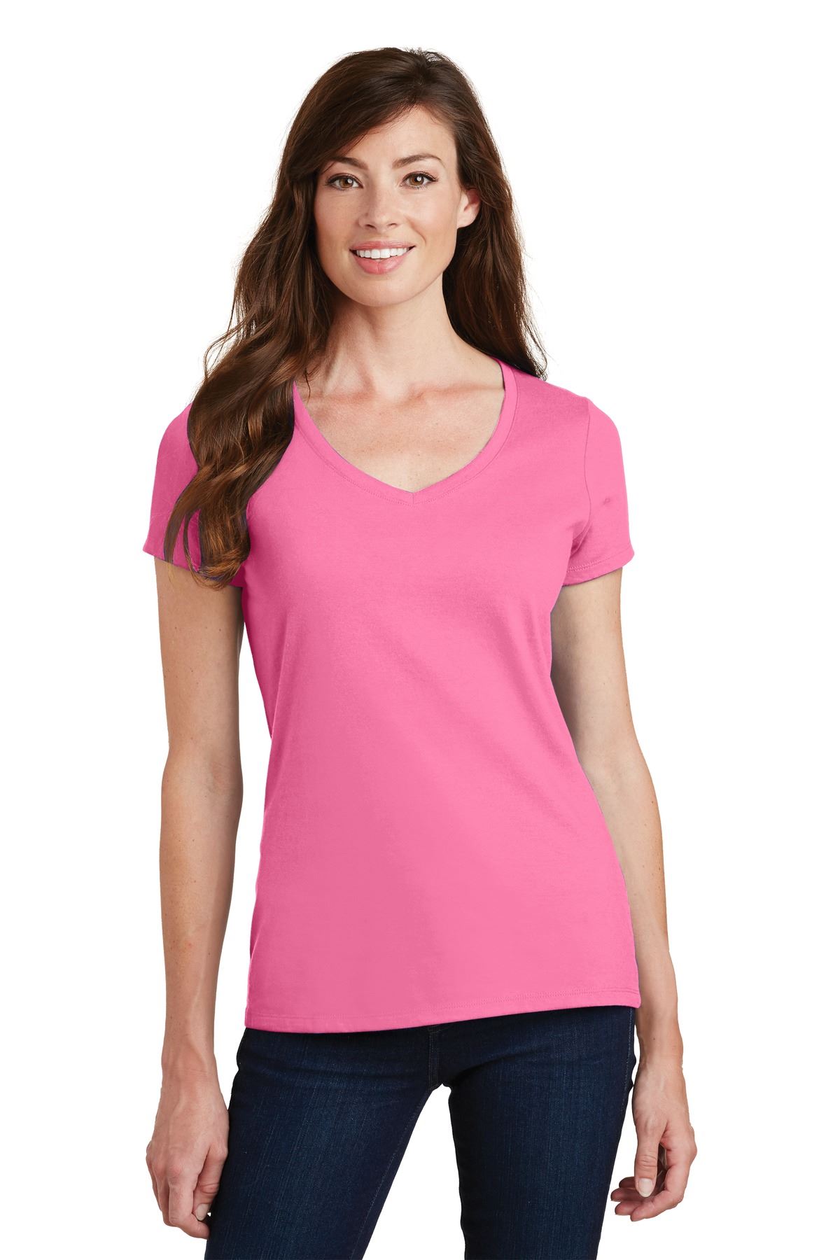 Port & Company Women's Short Sleeve V-Neck Fan Favorite T-Shirt LPC450V - Picture 28 of 43