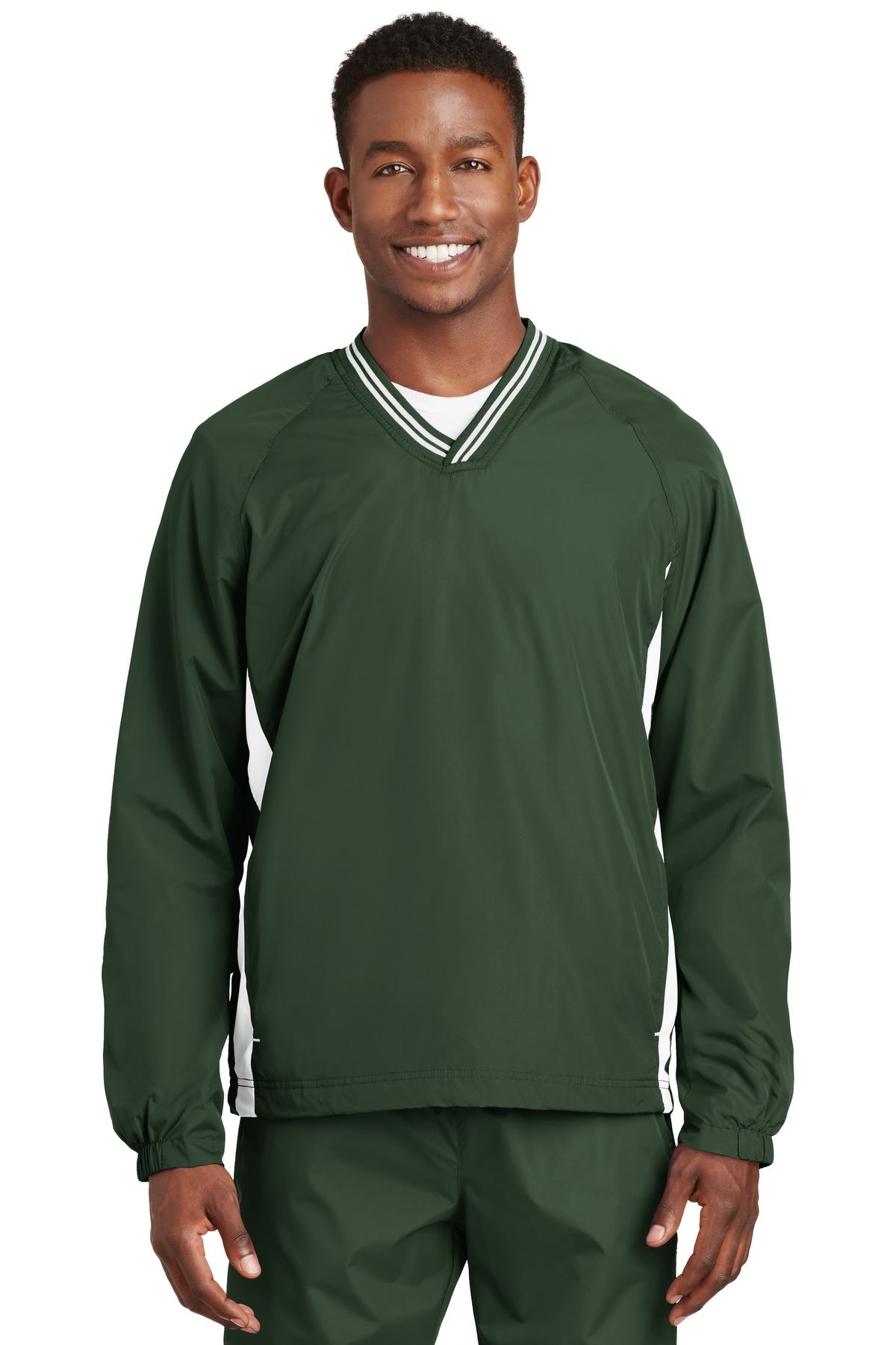 Sport Tek Mens Tipped V Neck Pullover Golf Wind Shirt Jacket M-JST62 - Picture 14 of 29