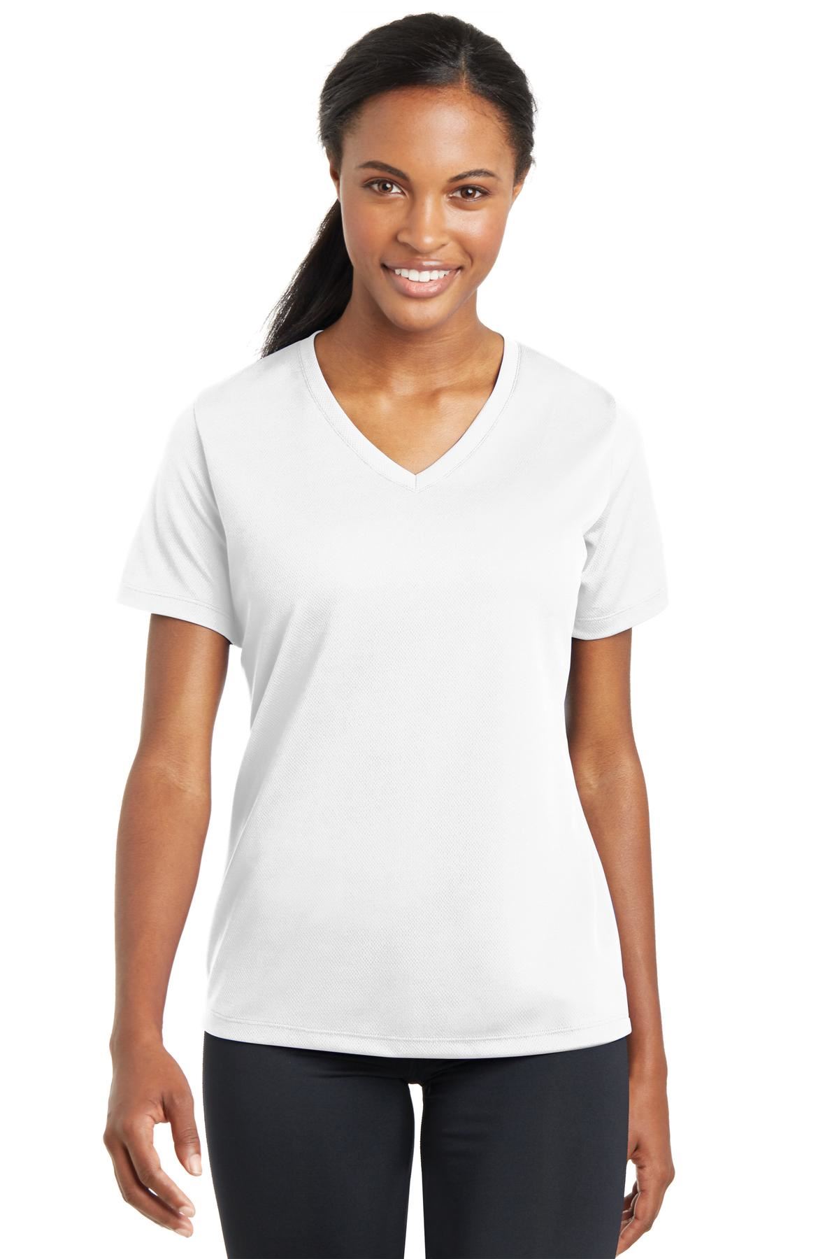 Sport-Tek Women's Dry-Fit V-Neck RacerMesh Moisture Wicking T-Shirt M-LST340 - Picture 37 of 38