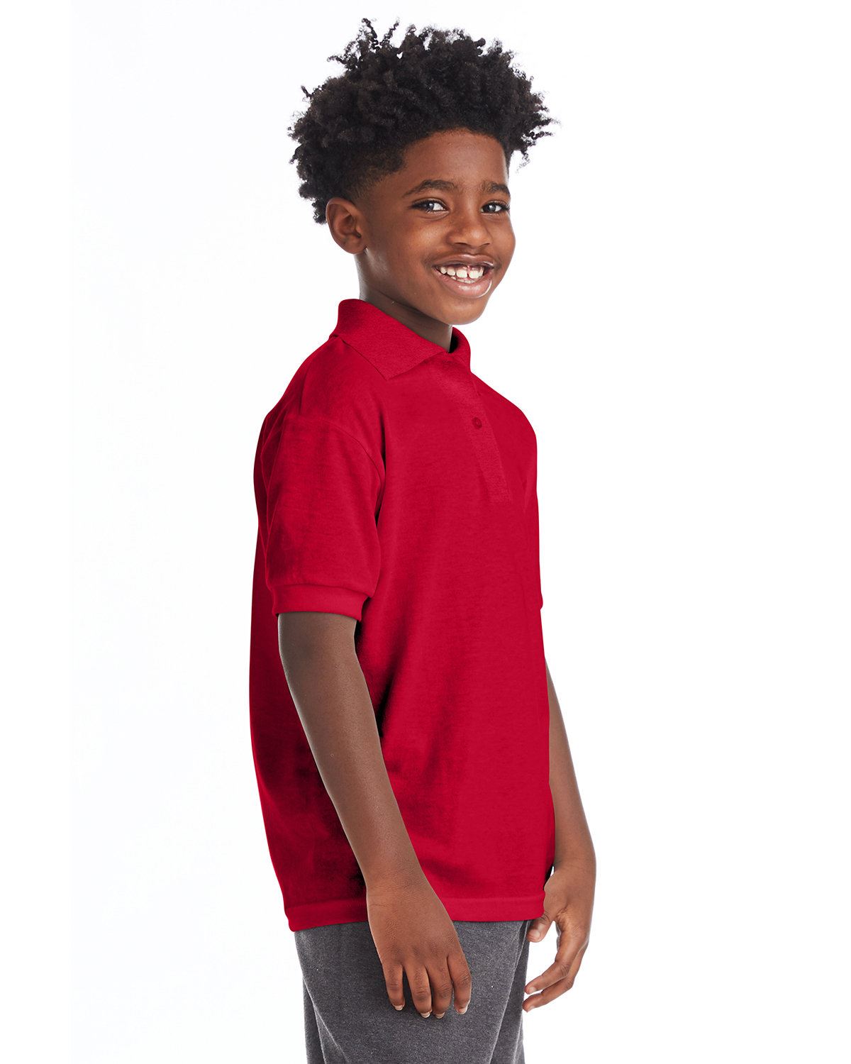 Hanes Youth Polo Shirt 50/50 EcoSmart Jersey Knit Welt Collar 054Y - Picture 11 of 26