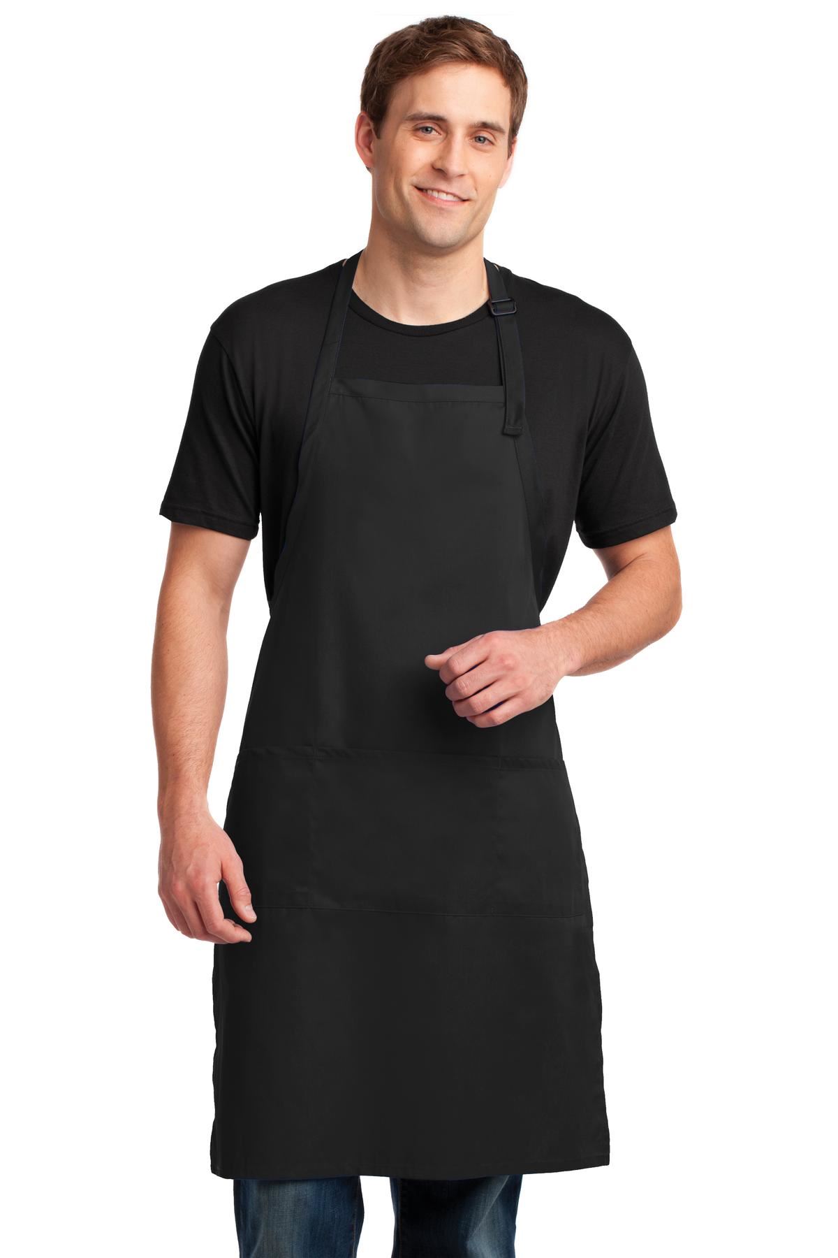 Port Authority Extra Long Bib Apron 3 Front Pockets Stain Release M-A700 - Picture 4 of 15
