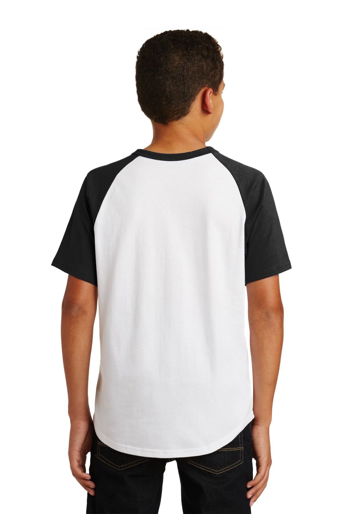 Sport-Tek Youth Short Sleeve Colorblock Raglan Rib Knit Neck T-Shirt YT201 - Picture 9 of 15