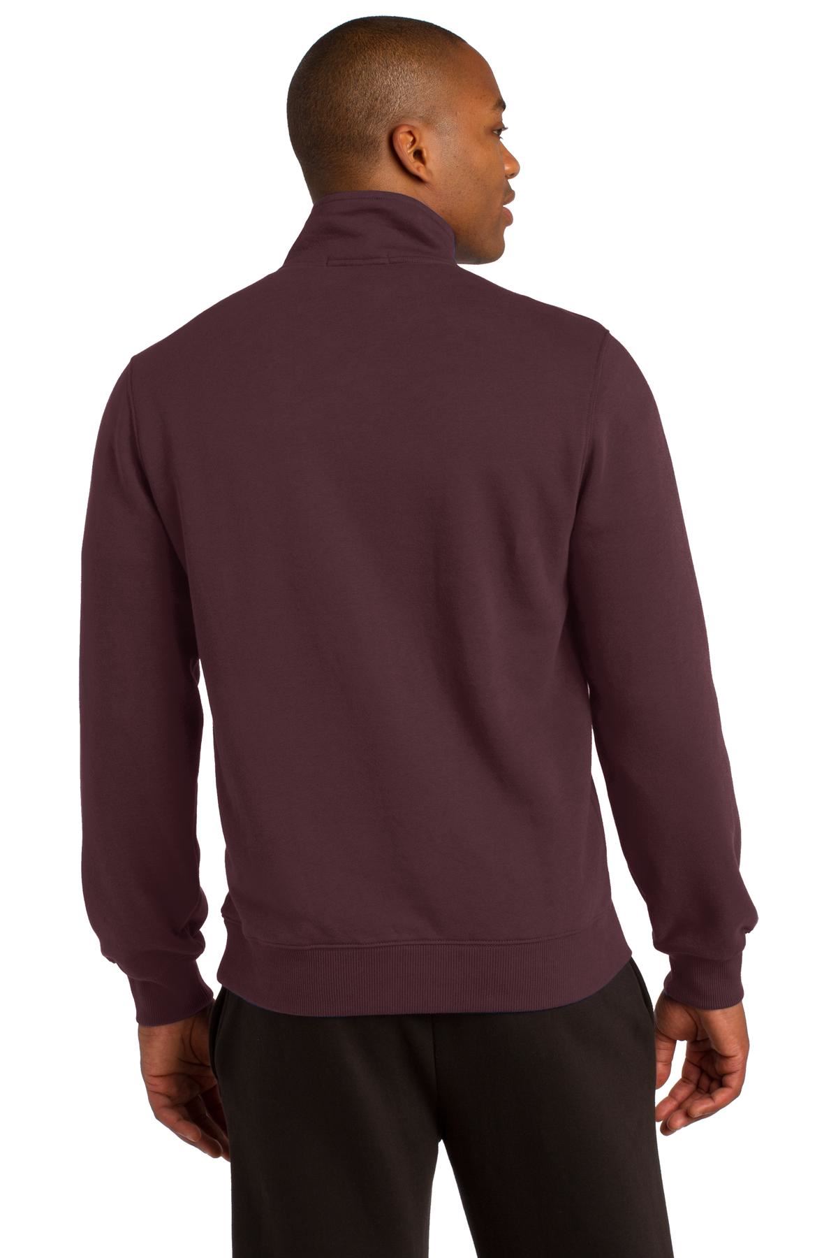 SportTek Mens 1/4Zip Sweatshirt Twill Taped Neck Rib Knit Cuffs ST253