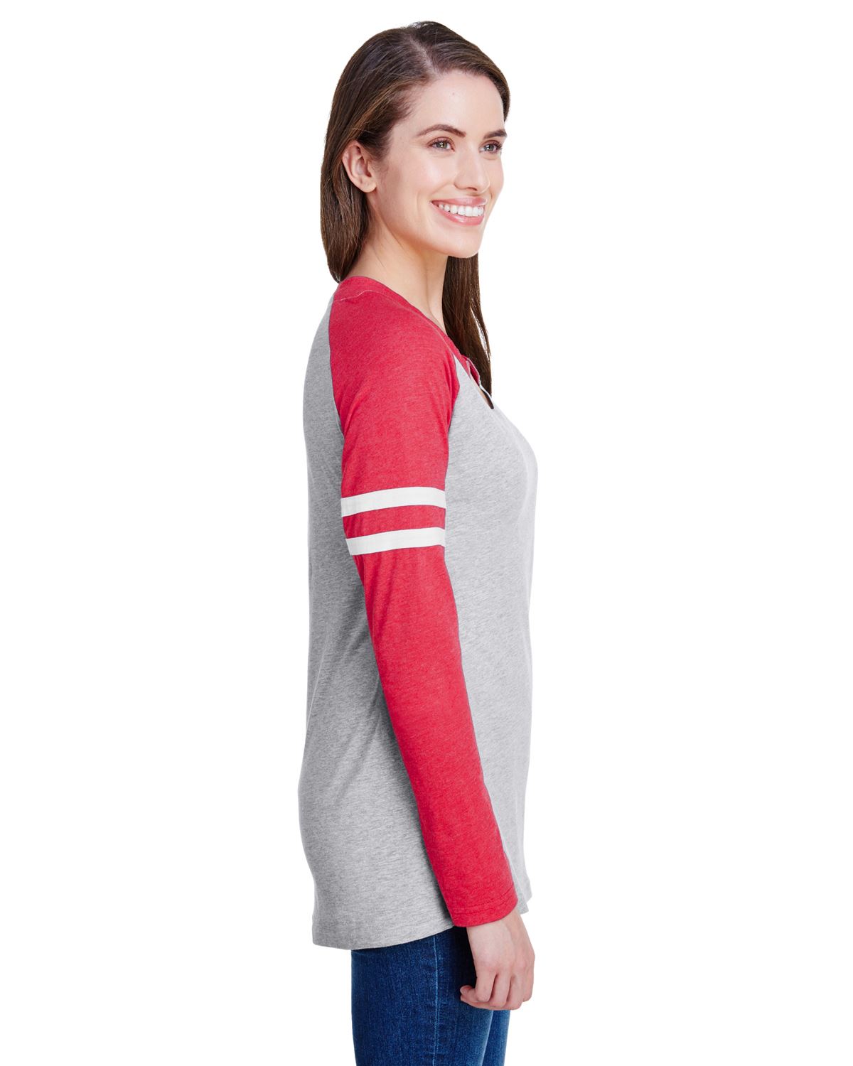 LAT Women's Long Sleeve Baseball TShirt Gameday MashUp Ladies Tee